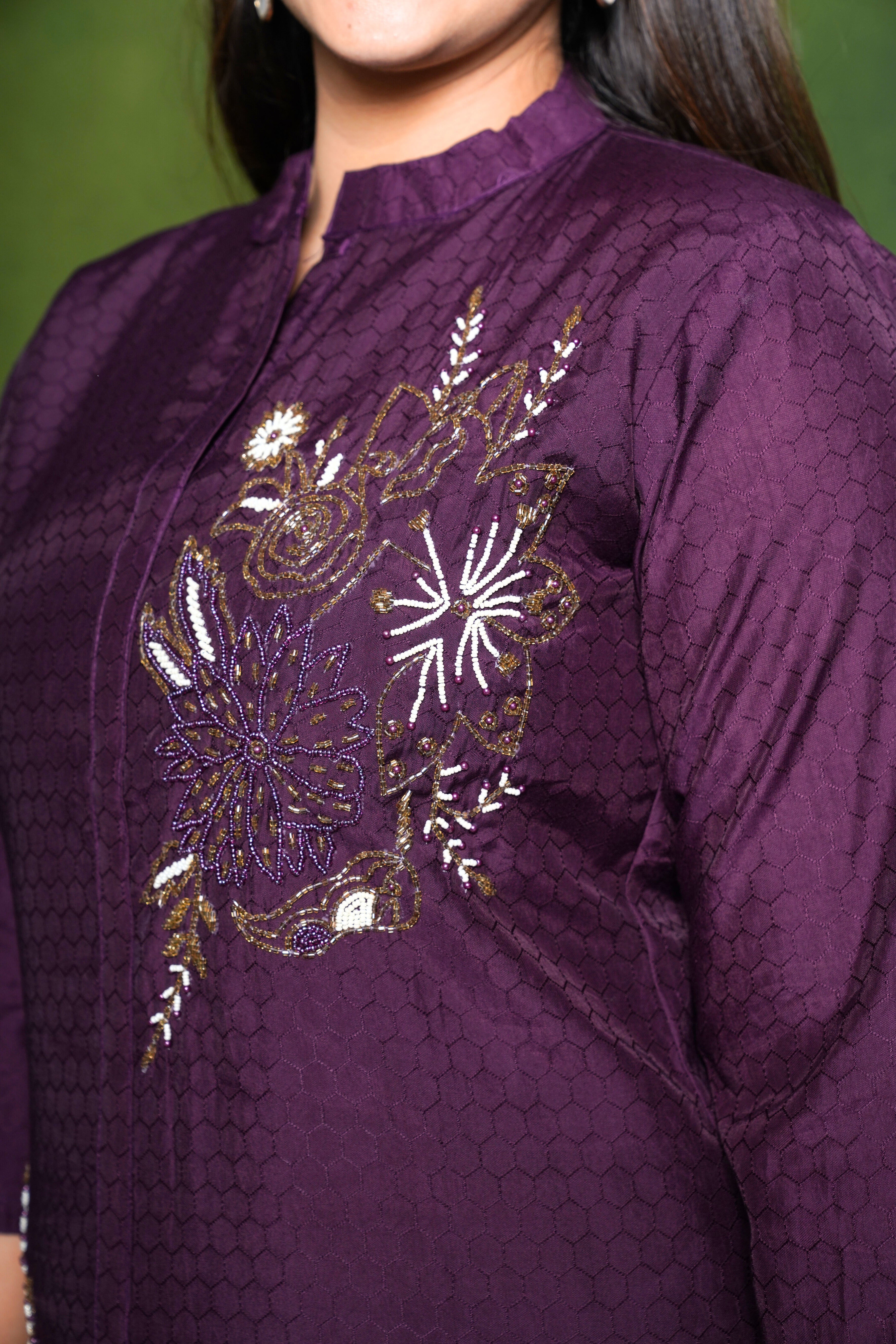 Embellished Maroon Kurta Set RAADVI