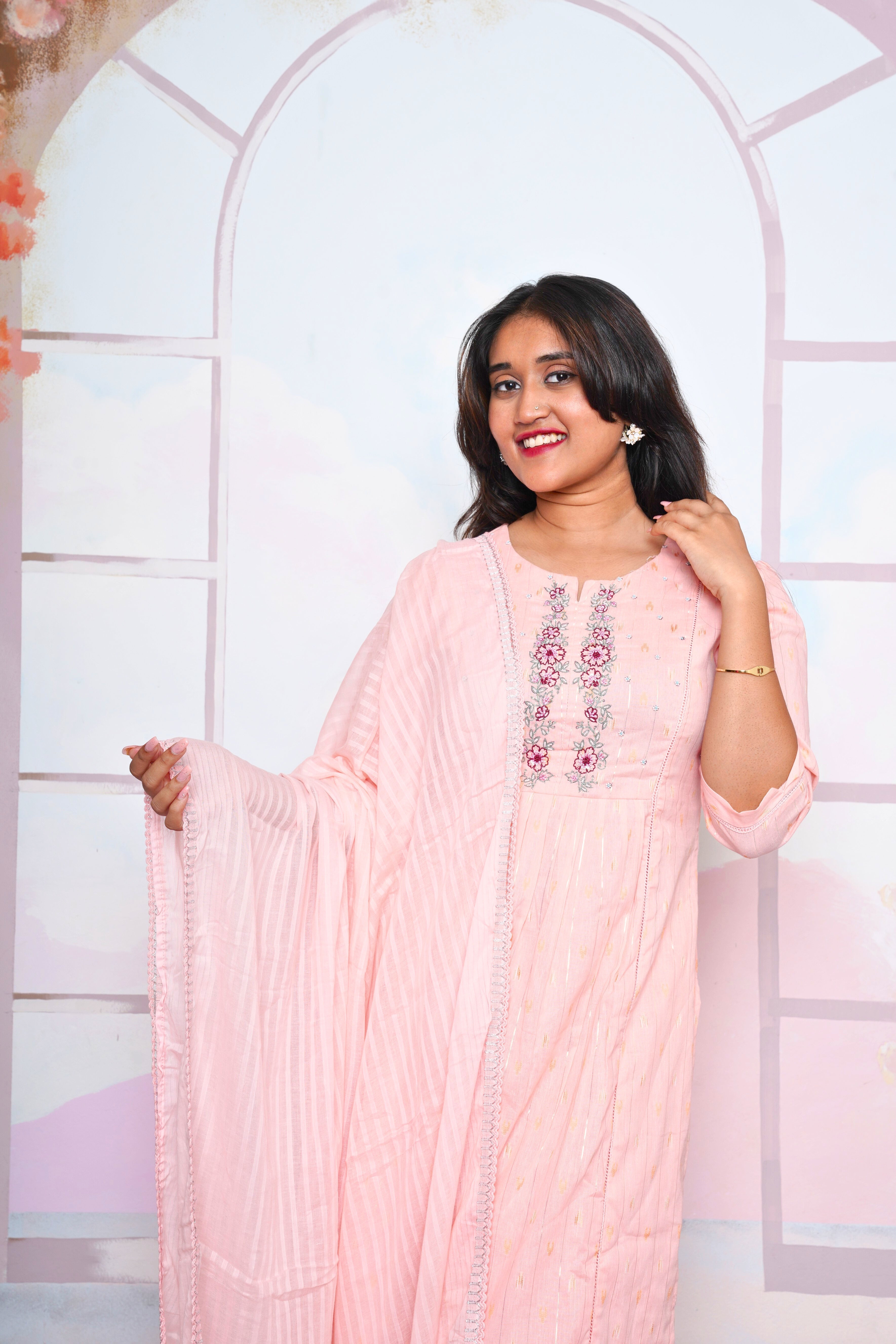 Peach Premium Mul Cotton Suit Set RAADVI
