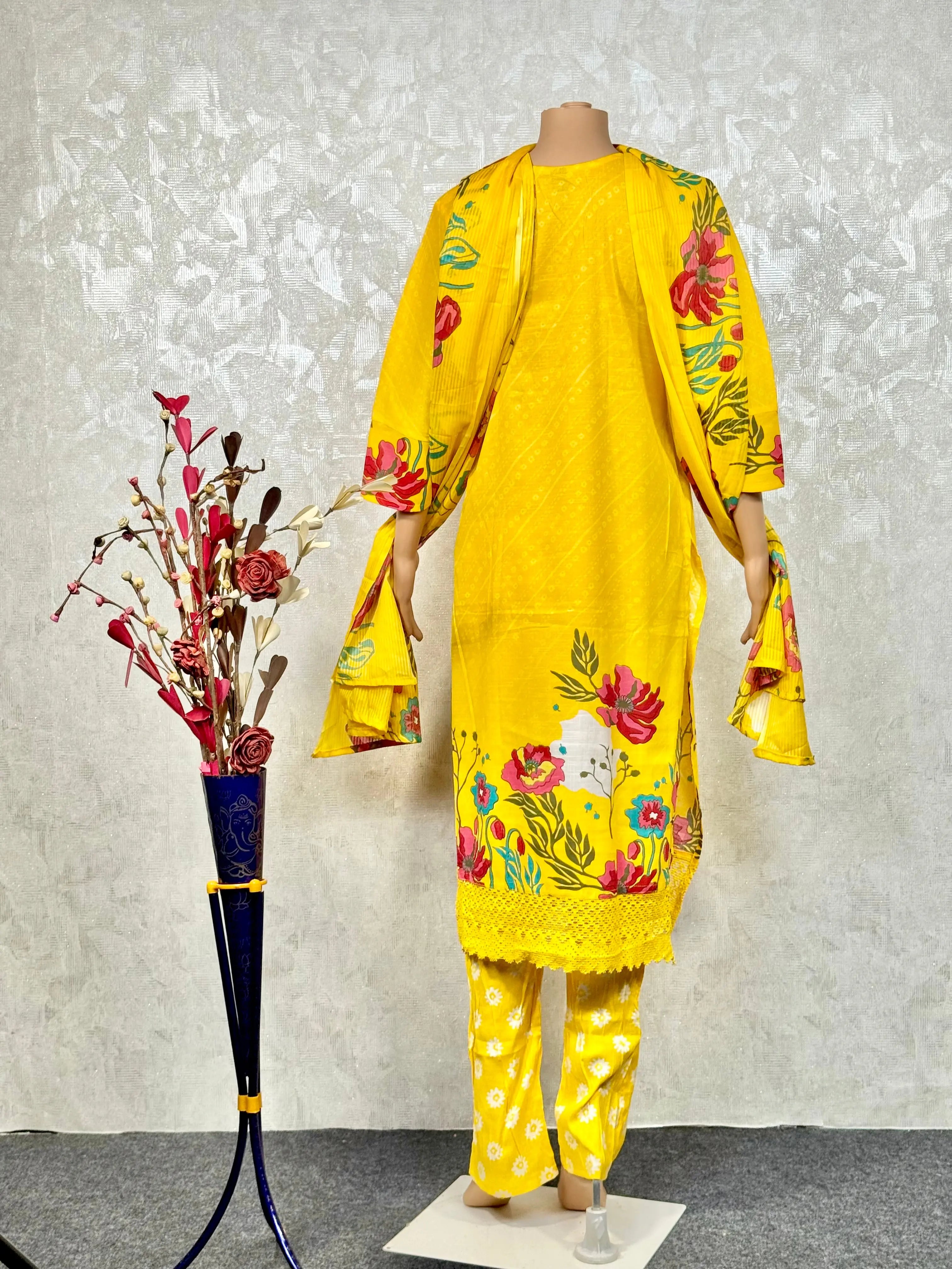 Floral Yellow Cotton Suit RAADVI