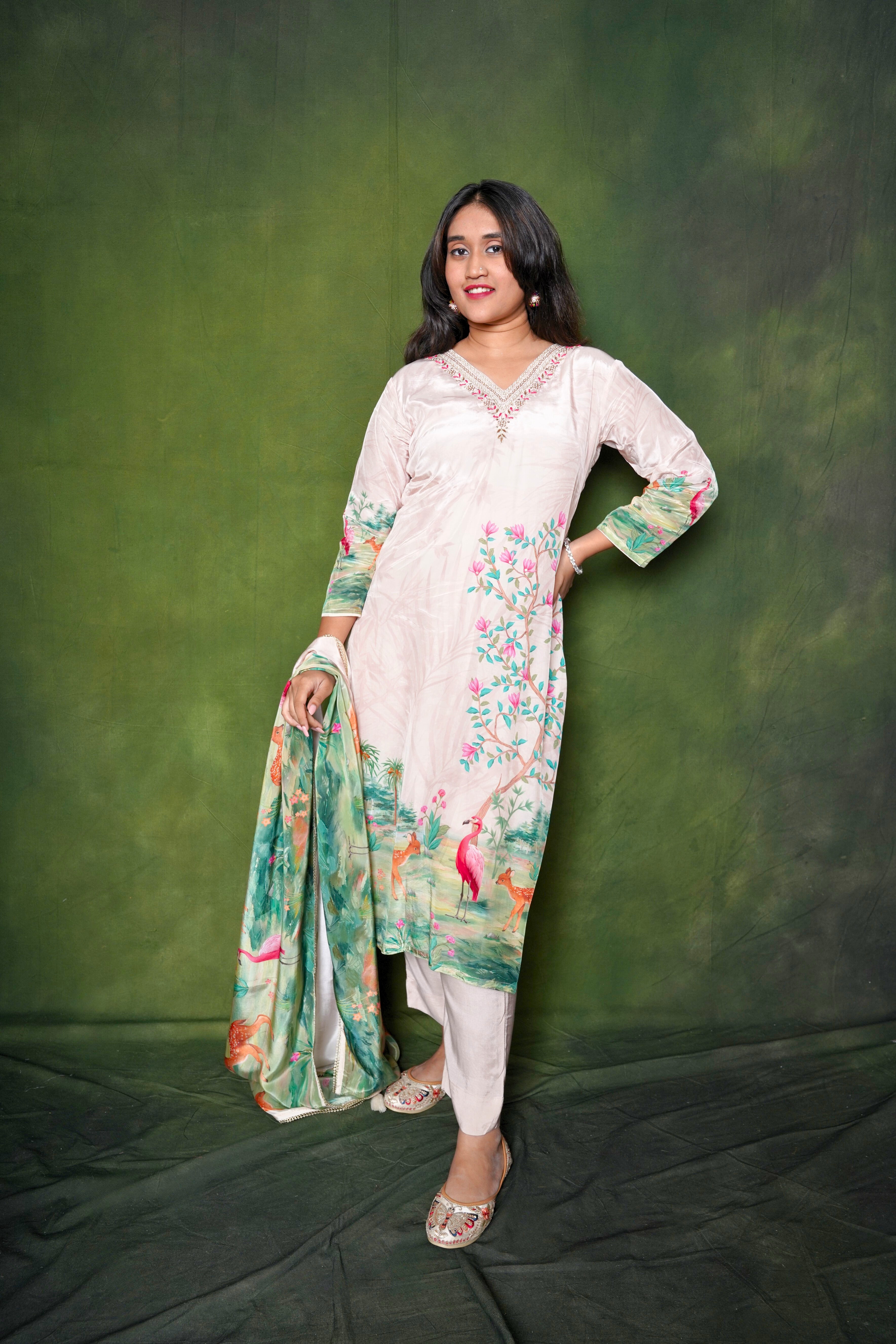 Vantara Pure Crepe Ivory Suit RAADVI