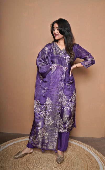 Premium Shimmer Pure Viscose Silk Suit