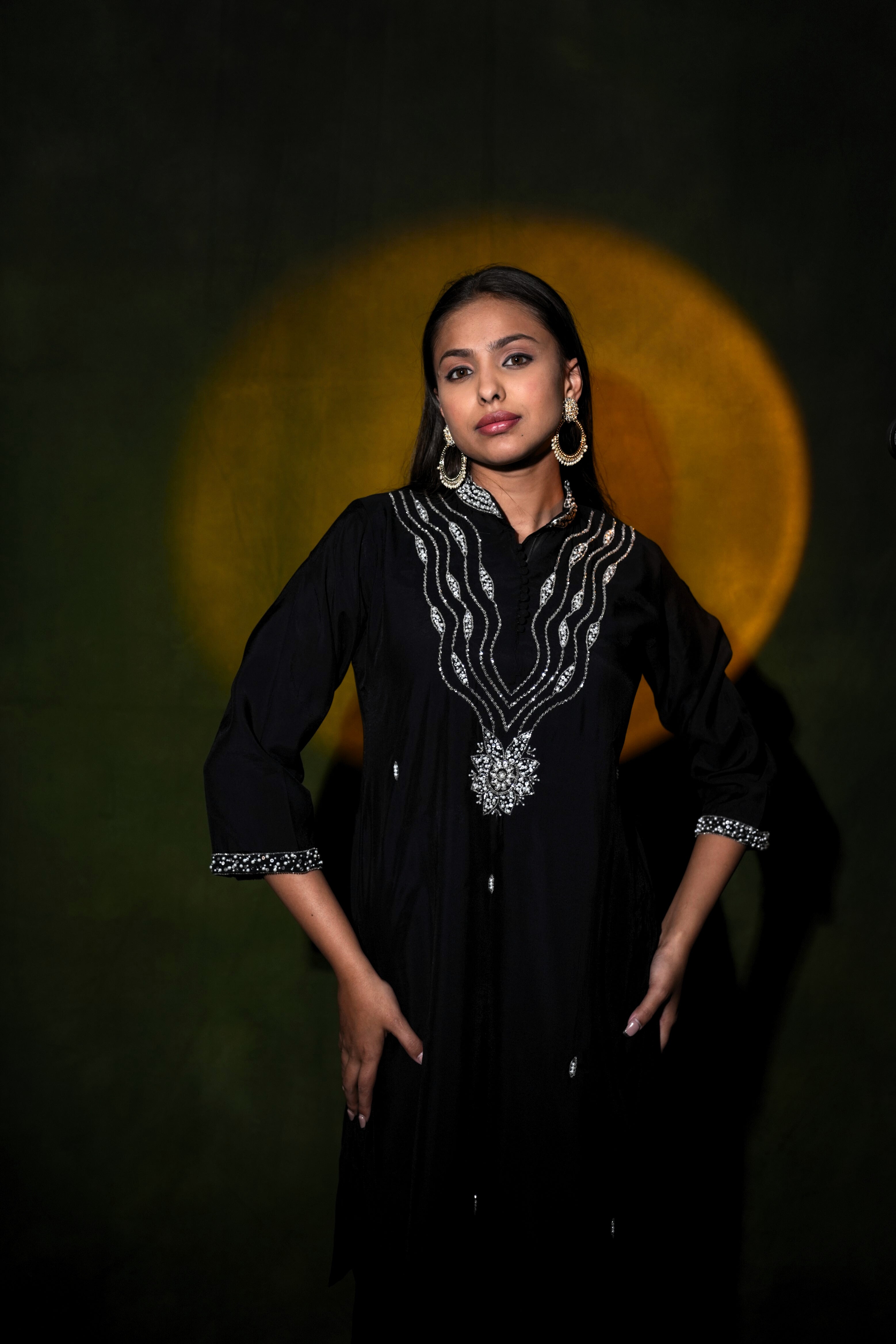 Black Embellished Roman Silk Co-Ord Set RAADVI