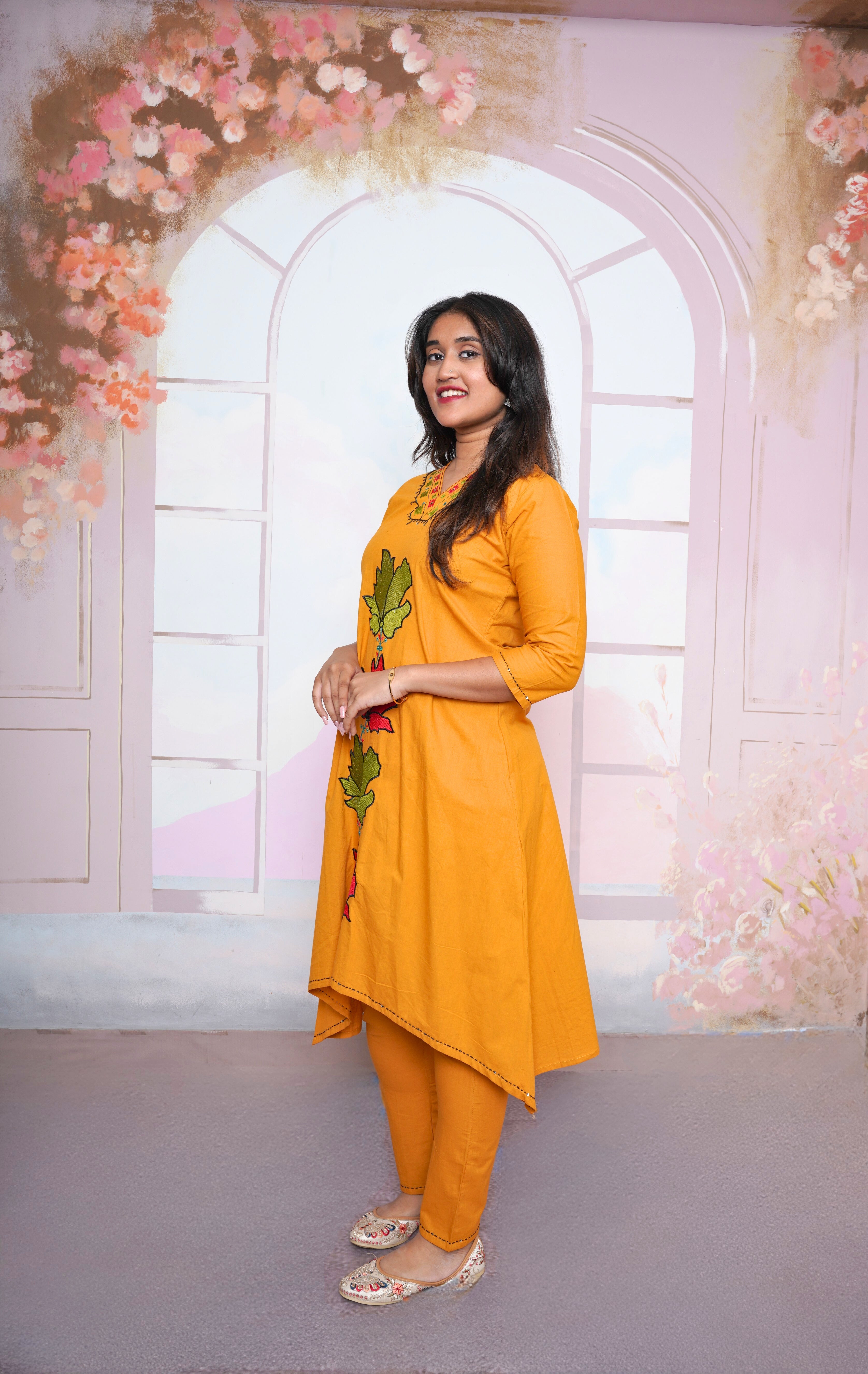 Mustard Embroidered Kurta Set RAADVI