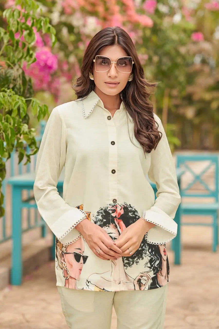 White Pure Cotton Printed Co-ord Set RAADVI