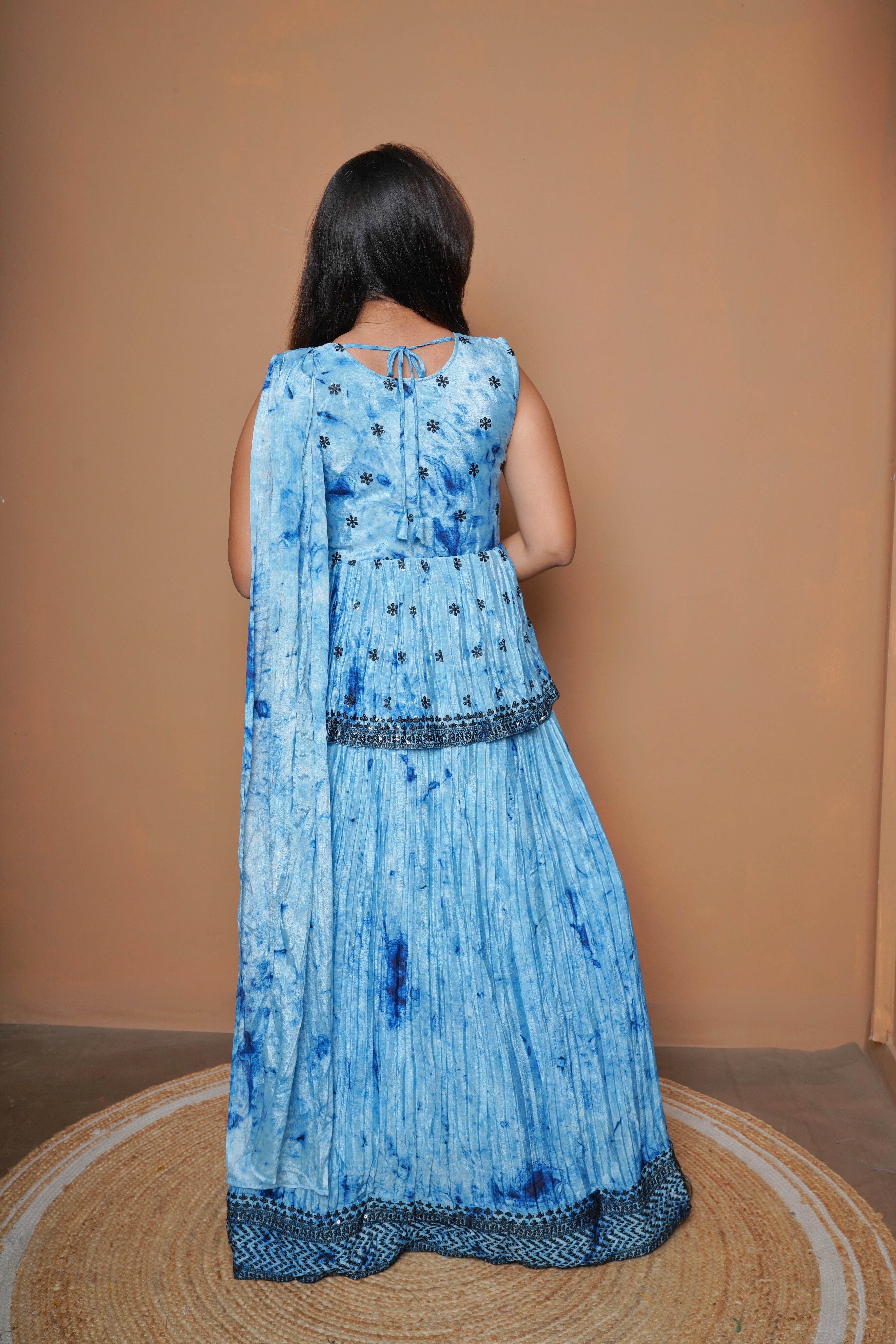 Embroidered Blue Pure Georgette Dress RAADVI