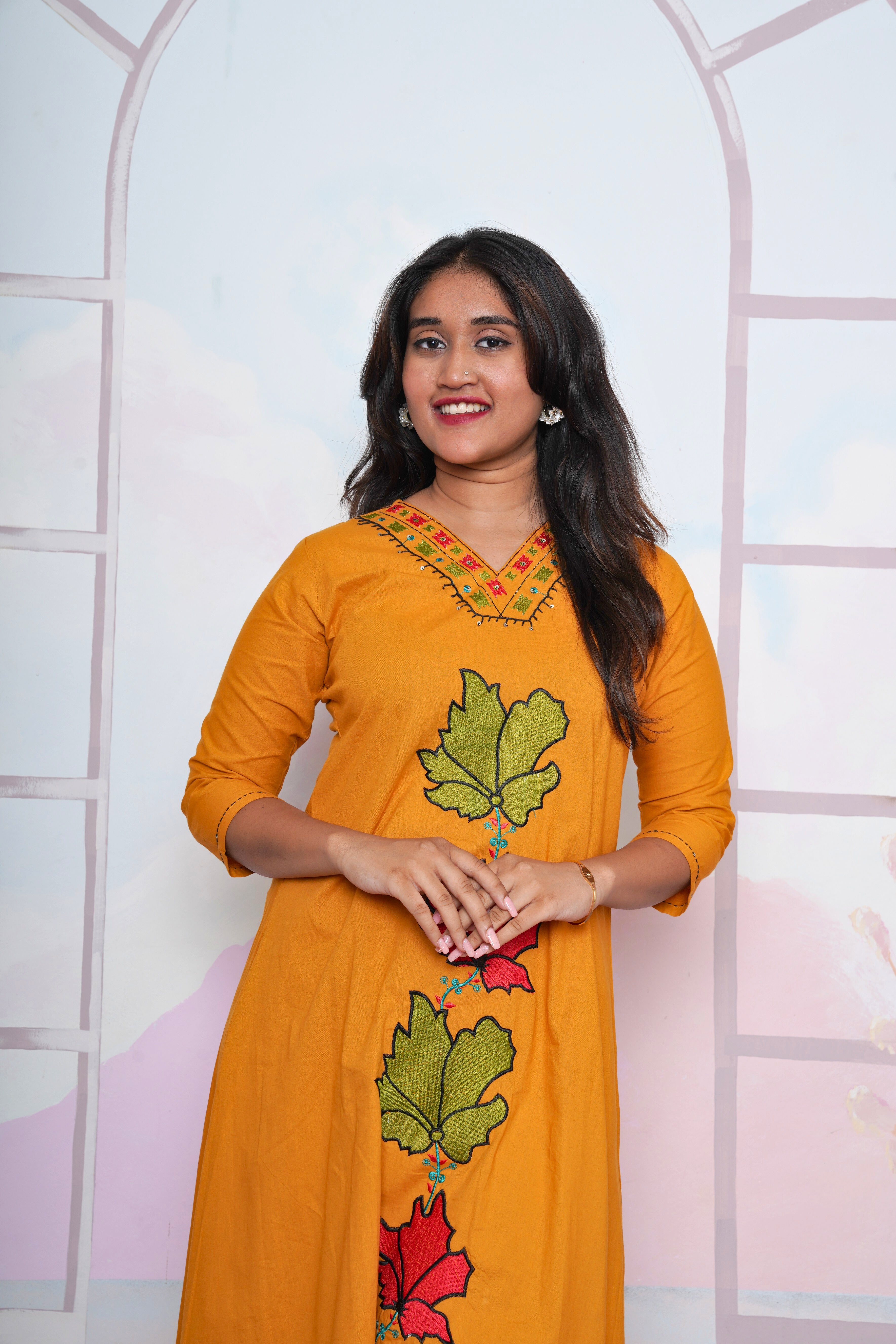 Mustard Embroidered Kurta Set RAADVI