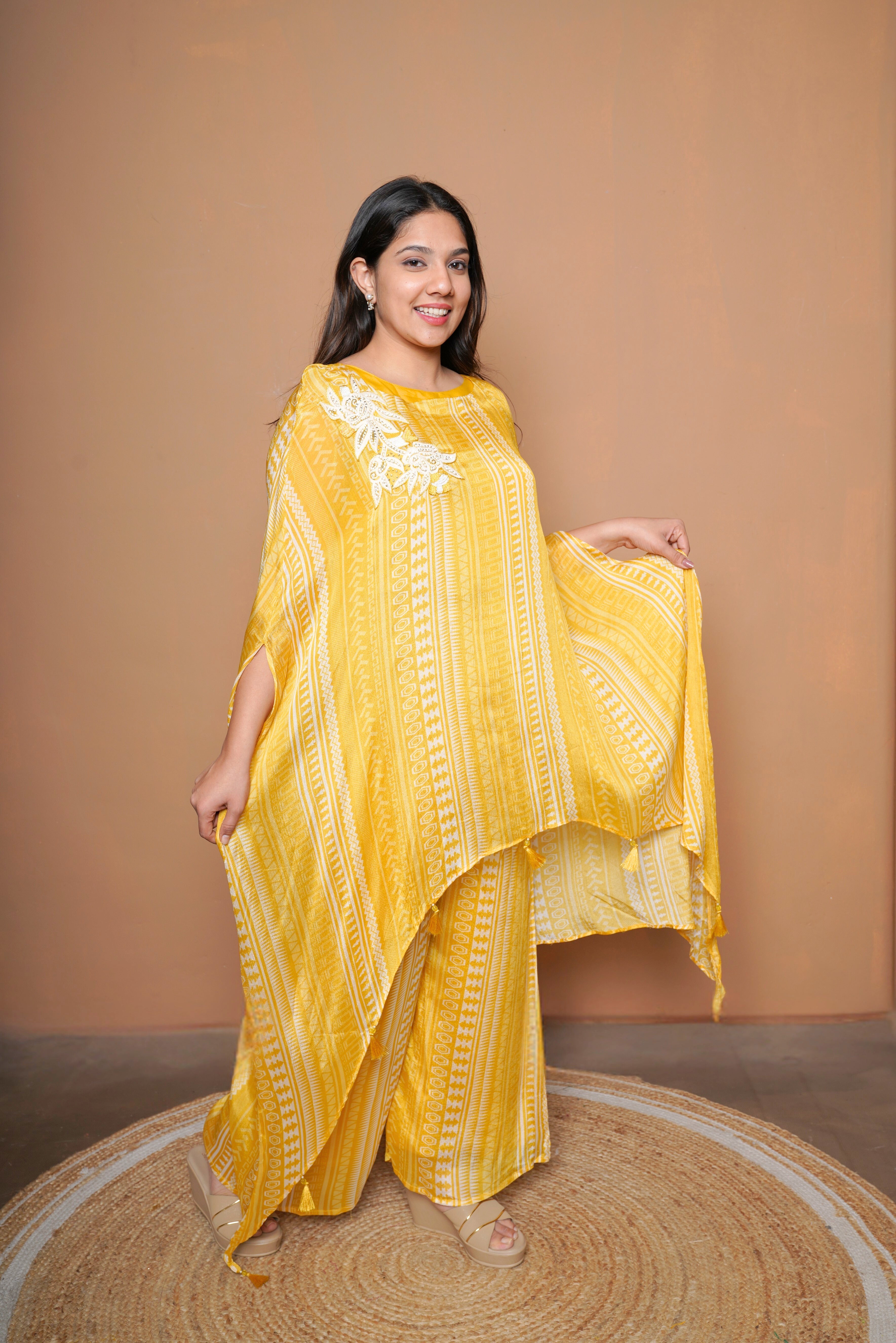 Pure Chinnon Embroidered Kaftan Set RAADVI