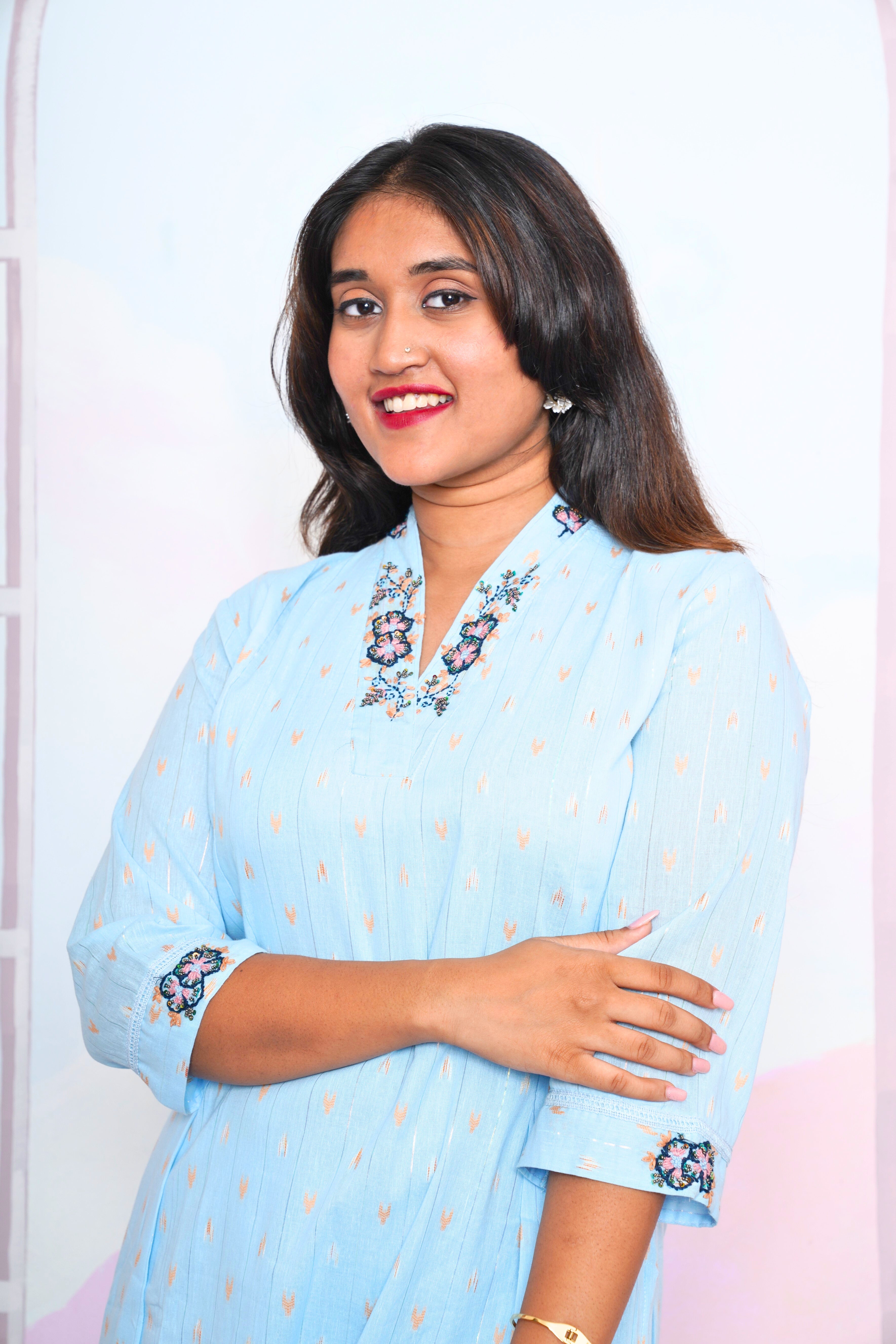 Sky Blue Pure Mul Cotton Suit Set RAADVI
