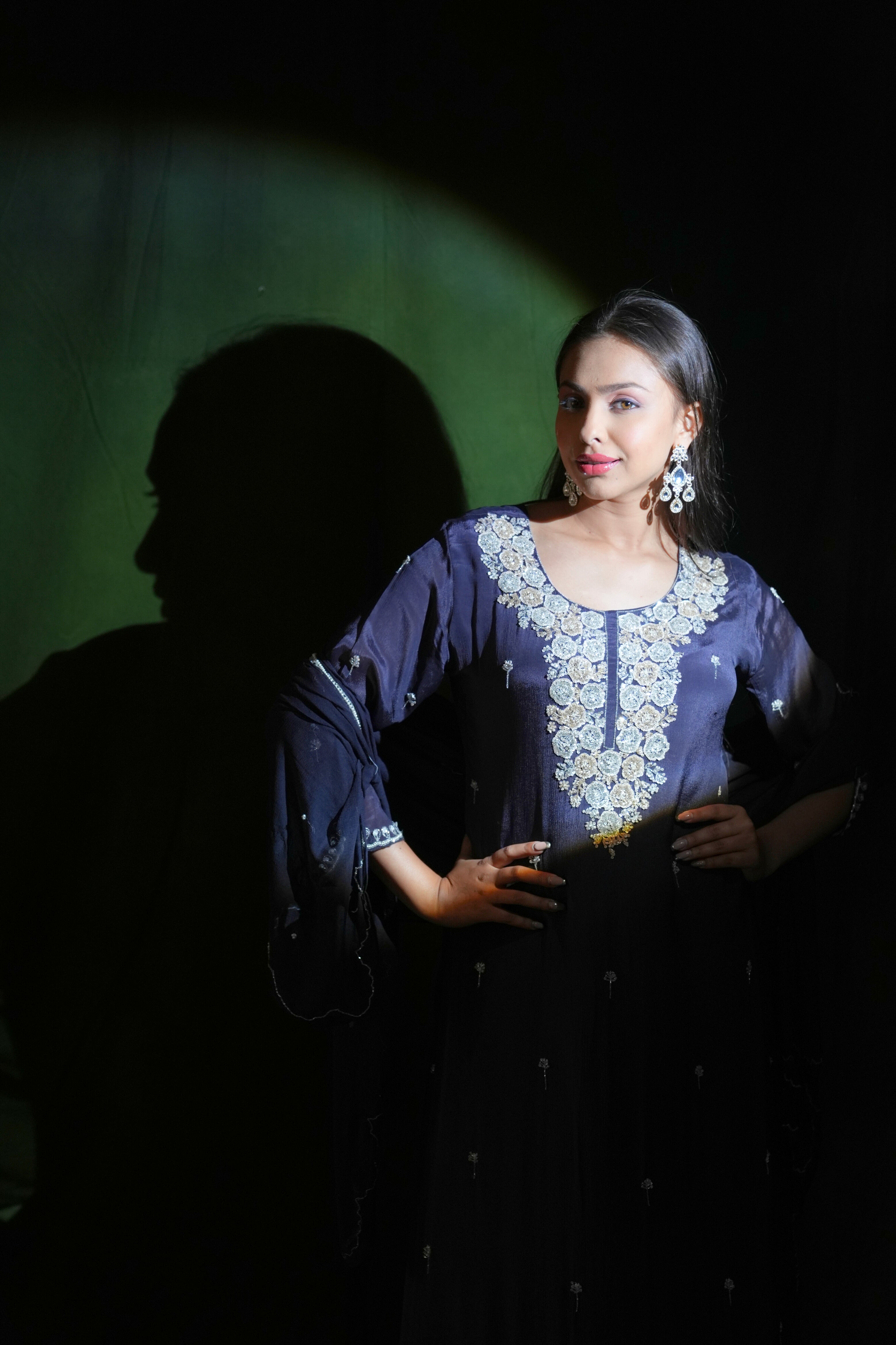 Embellished Floral Black Pure Chinnon Suit RAADVI