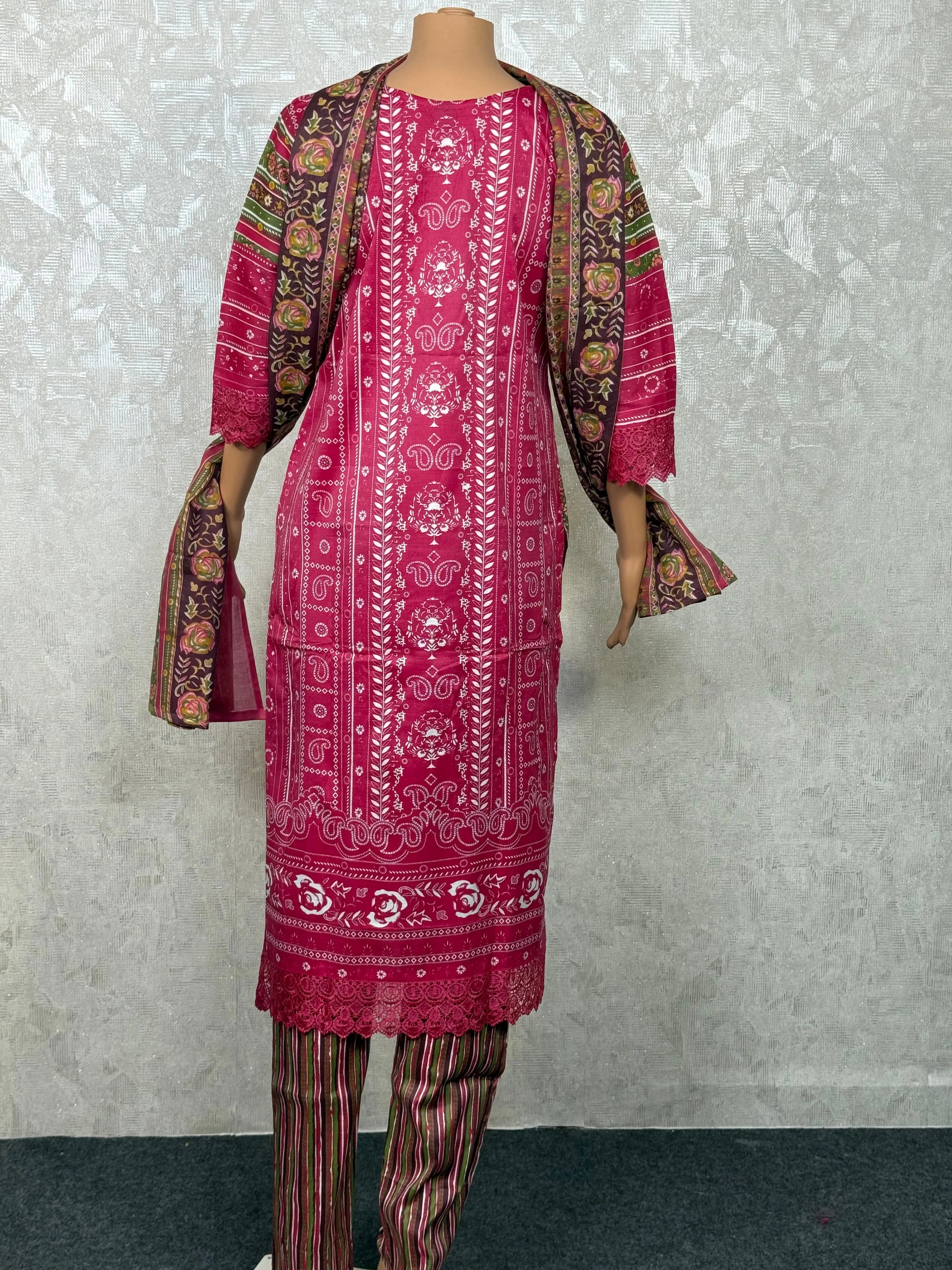 Floral Dark Pink Cotton Suit RAADVI