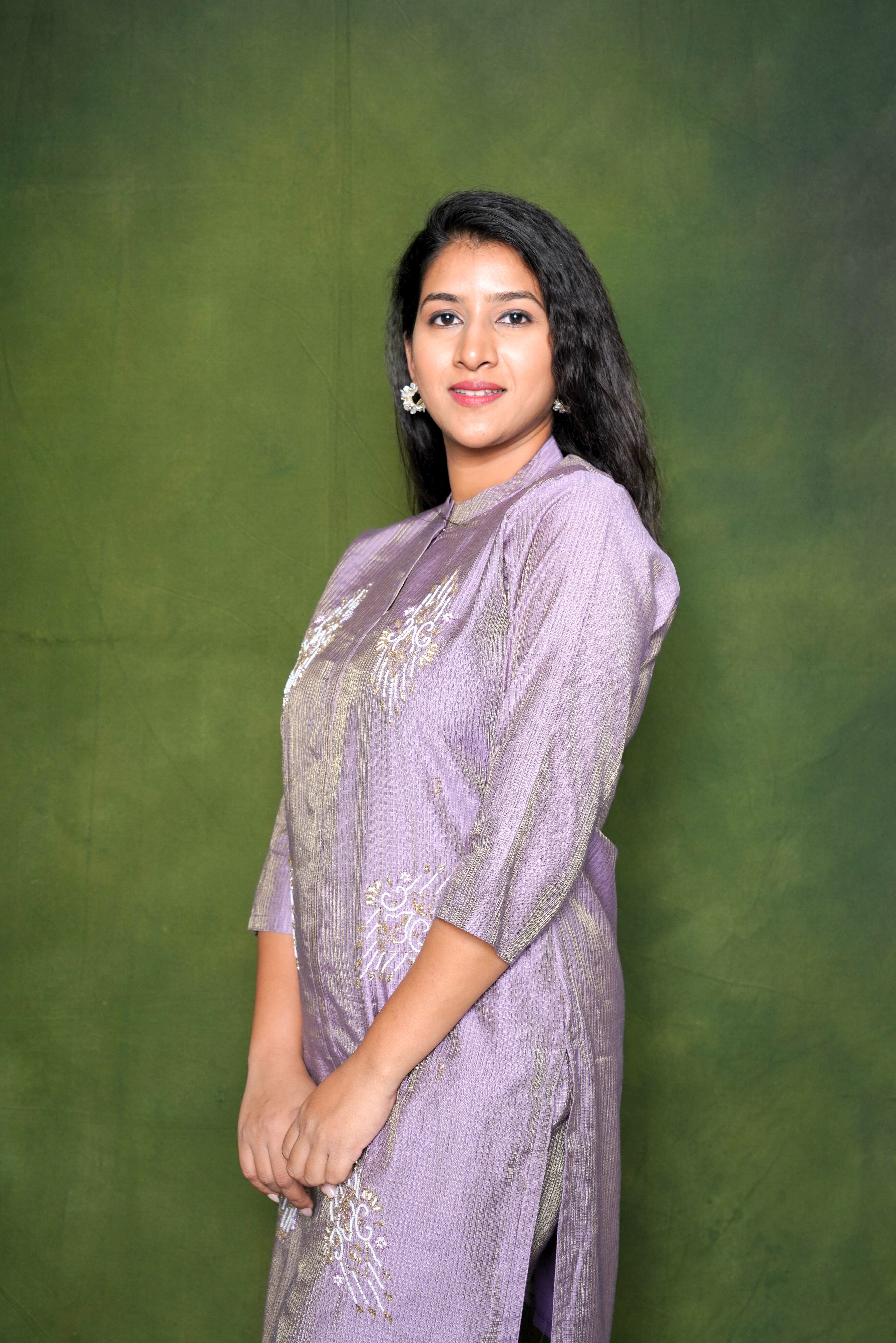 Embellished Purple Cotton Silk Co-Ord Set RAADVI