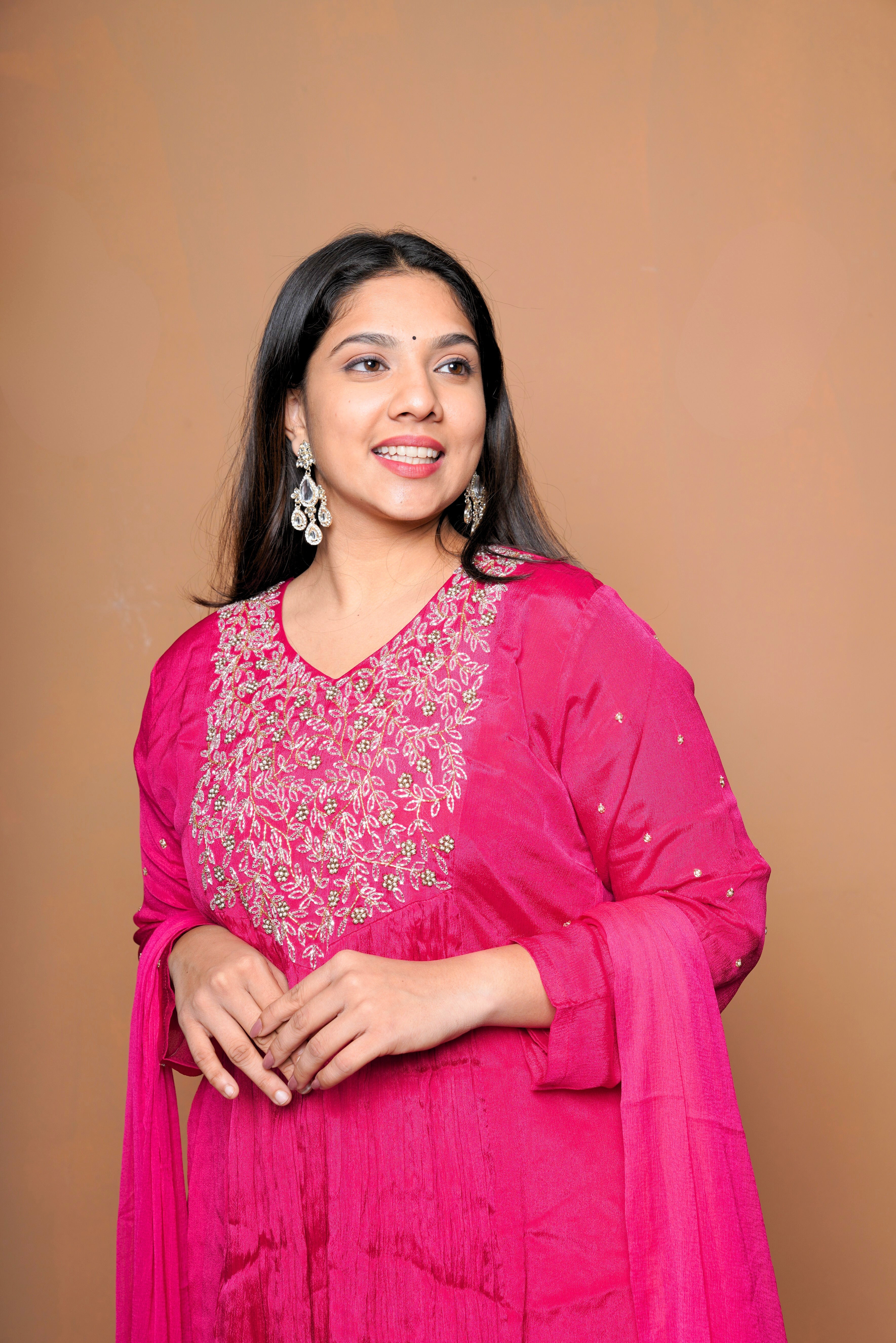 Embellished Pure Georgette Pink Suit RAADVI