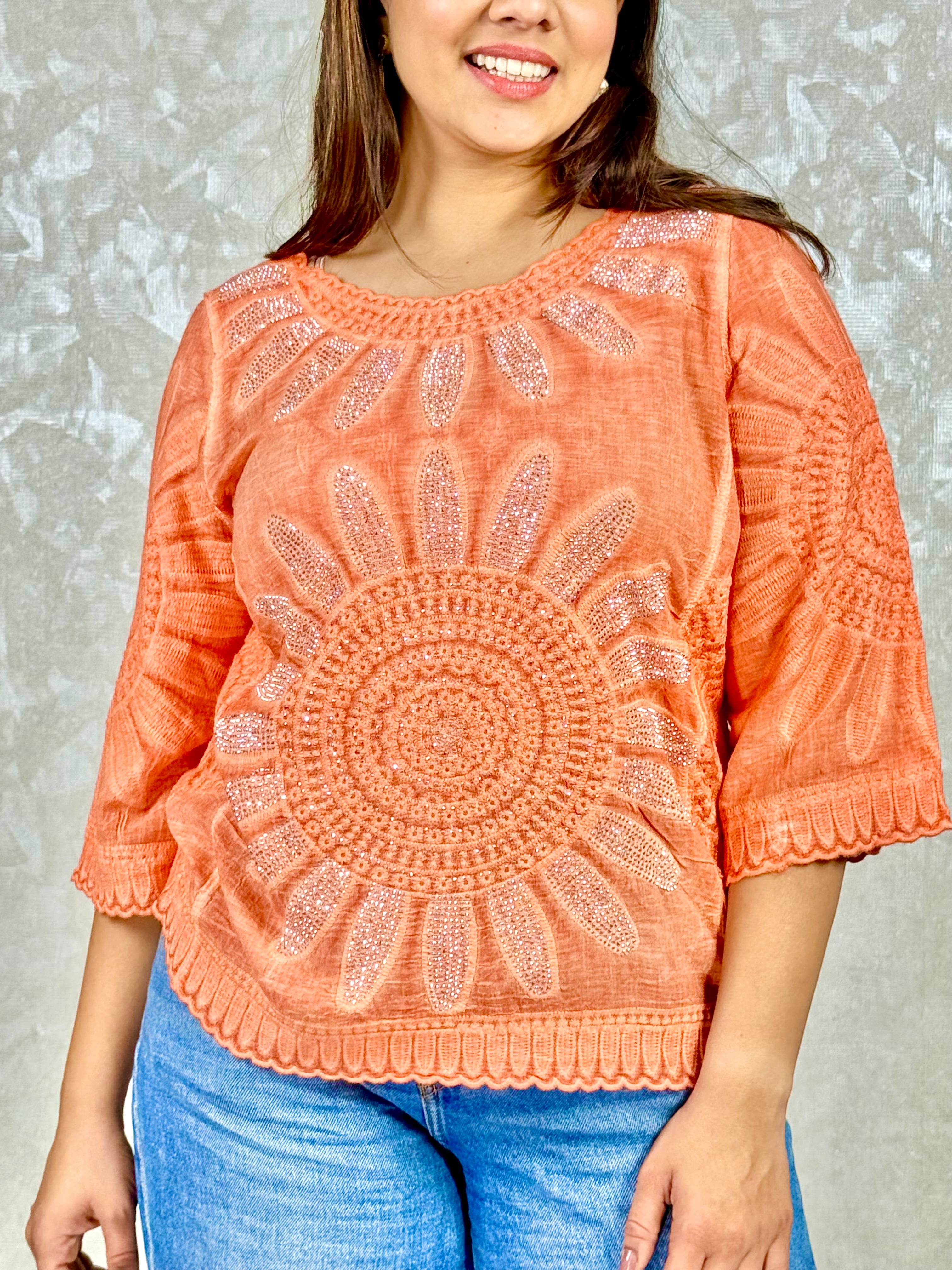 Embroidered Orange Top RAADVI