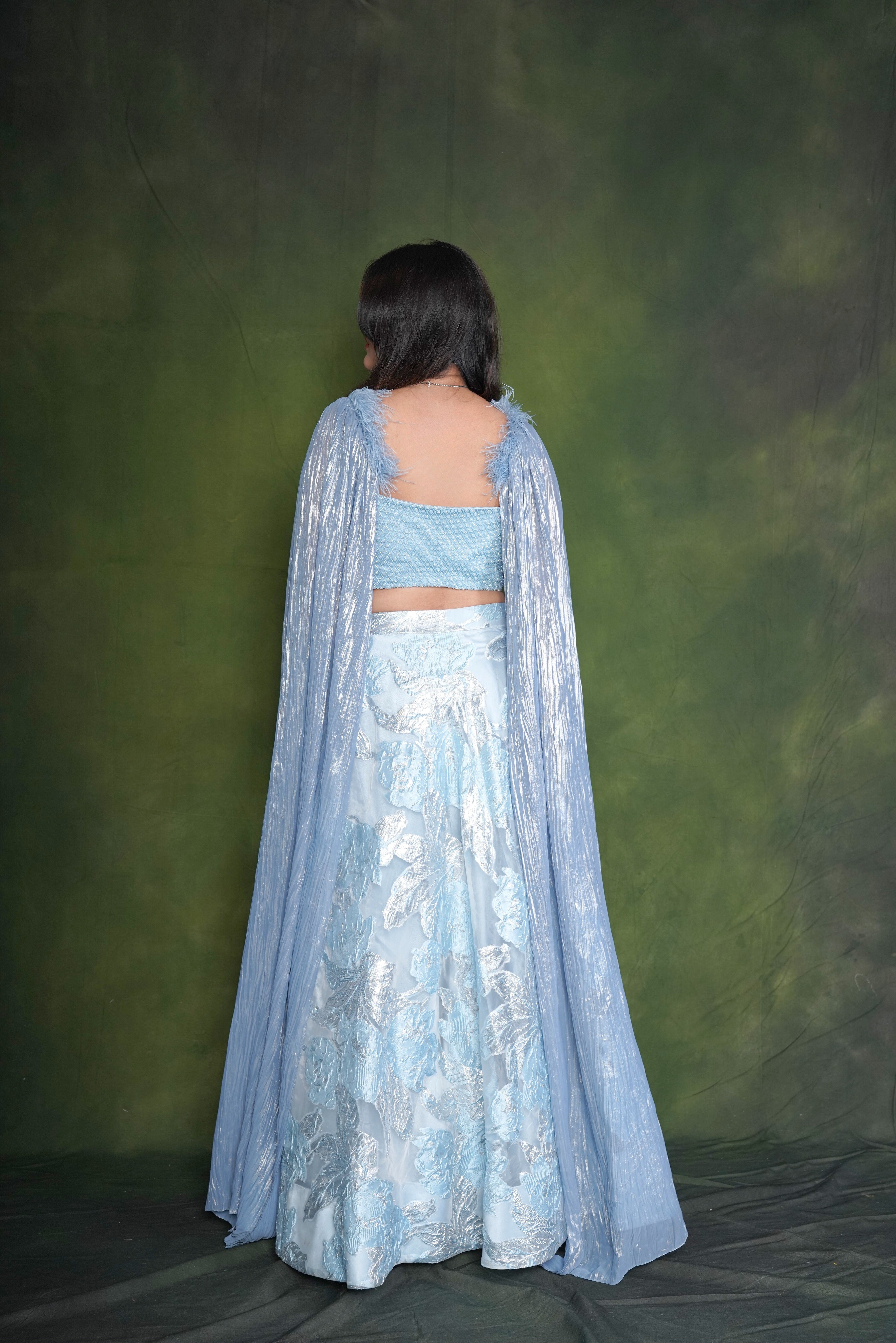 Embellished Sky Blue Lehenga RAADVI
