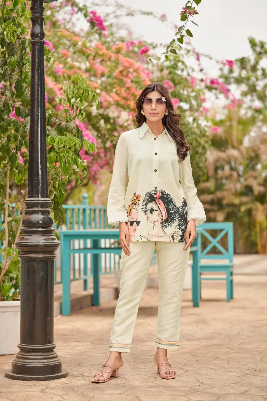 White Pure Cotton Printed Co-ord Set RAADVI