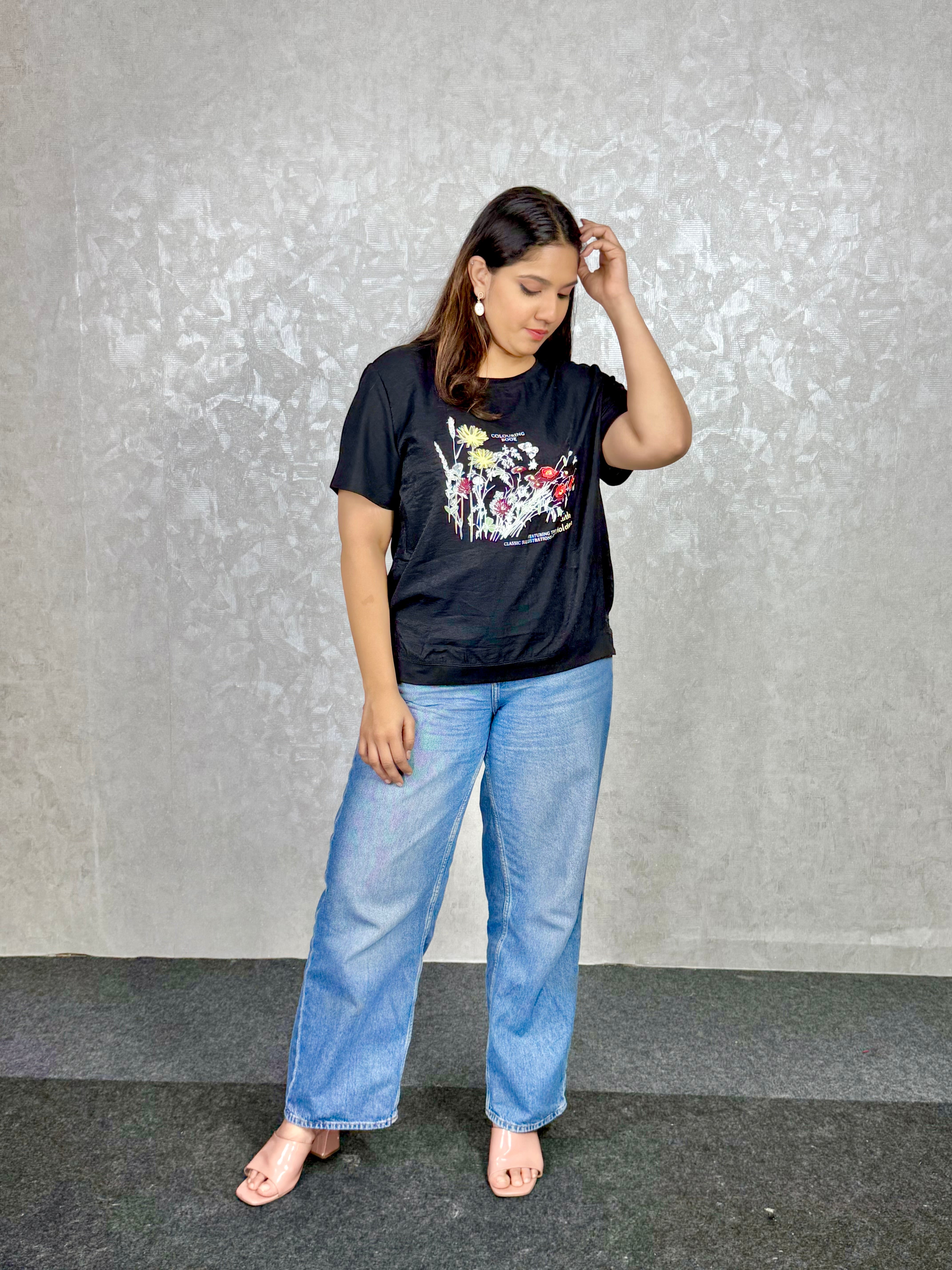 Yellow Floral Print T-shirt RAADVI