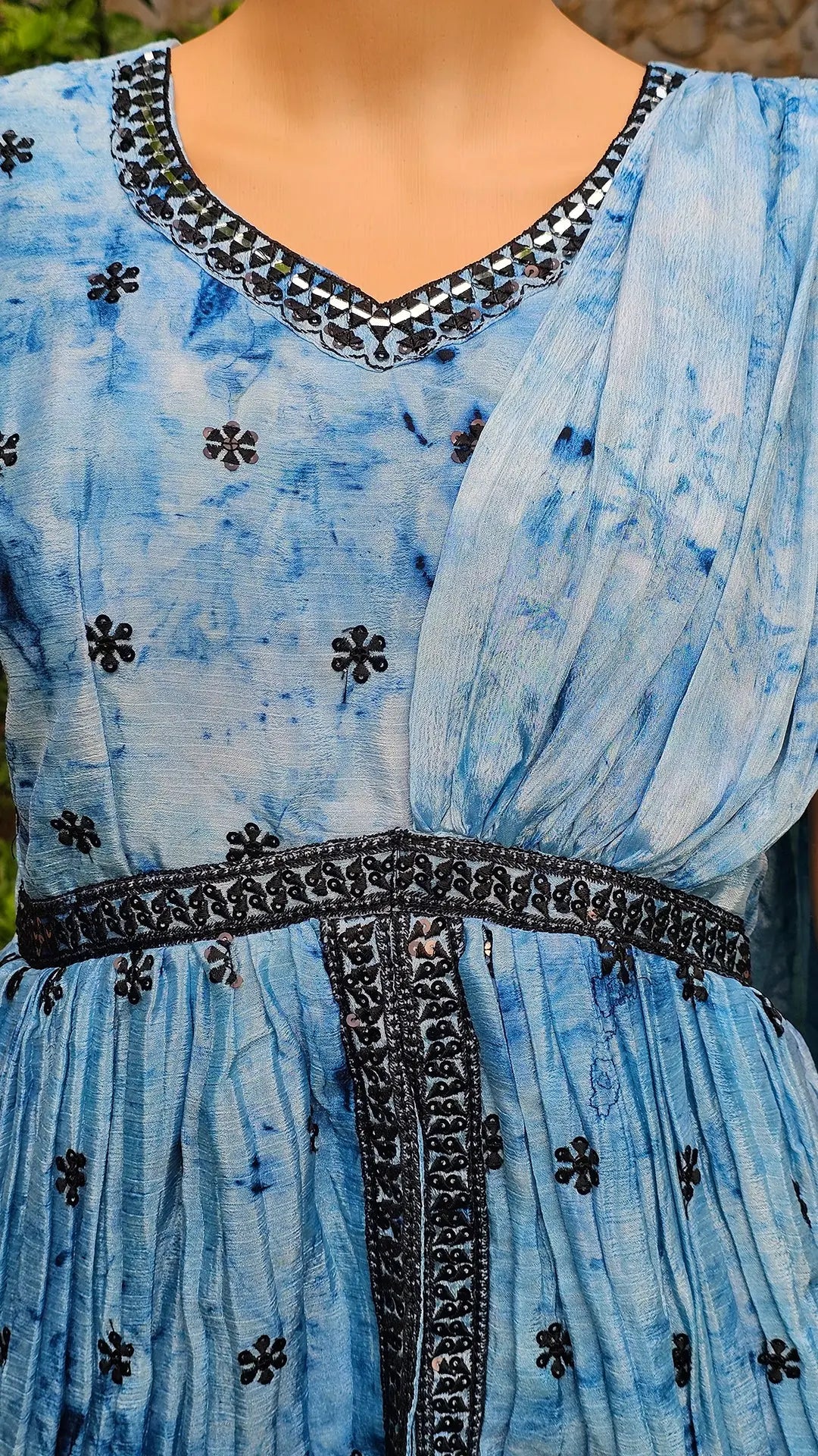 Embroidered Blue Pure Georgette Dress RAADVI