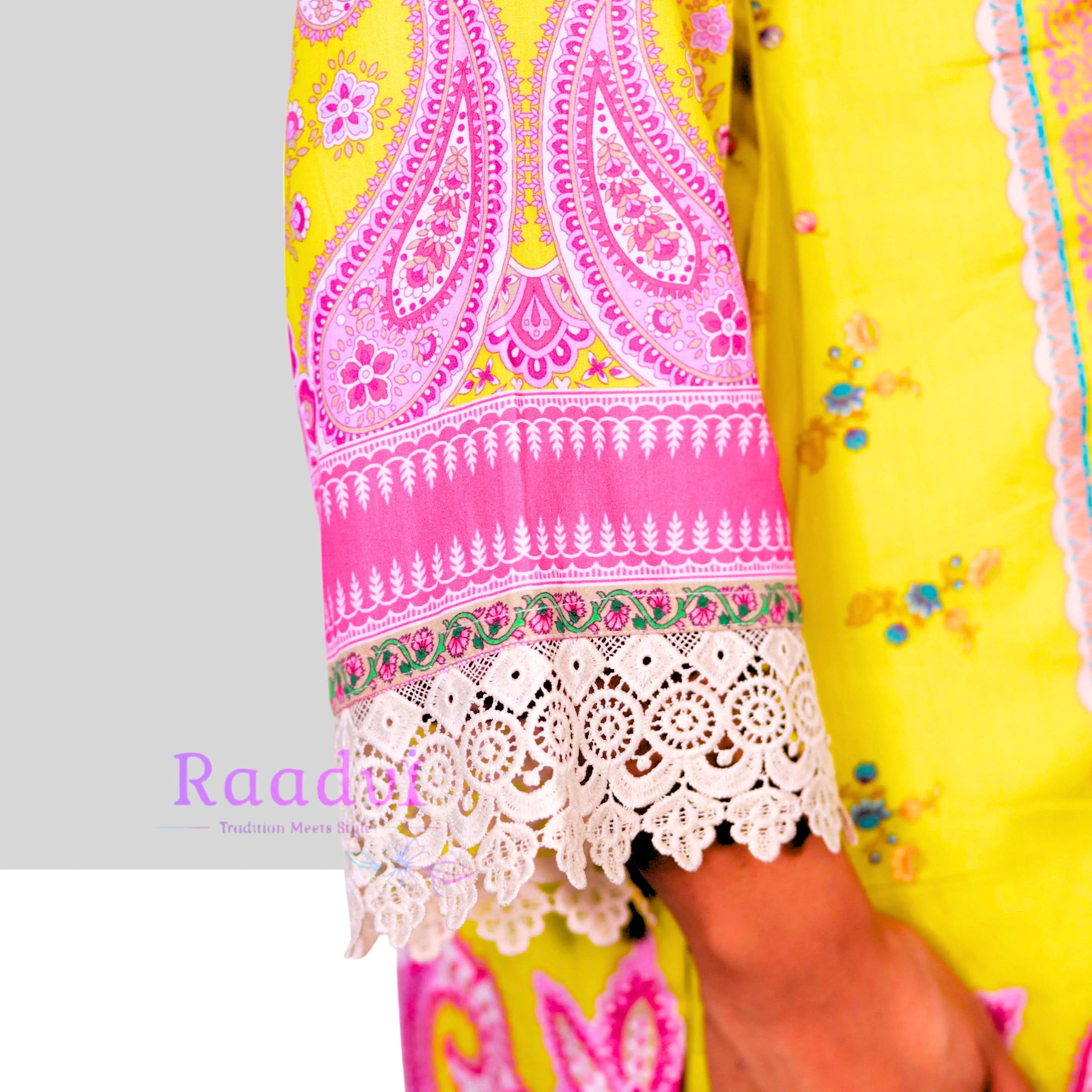 Digital Print Yellow Pure Muslin Suit RAADVI
