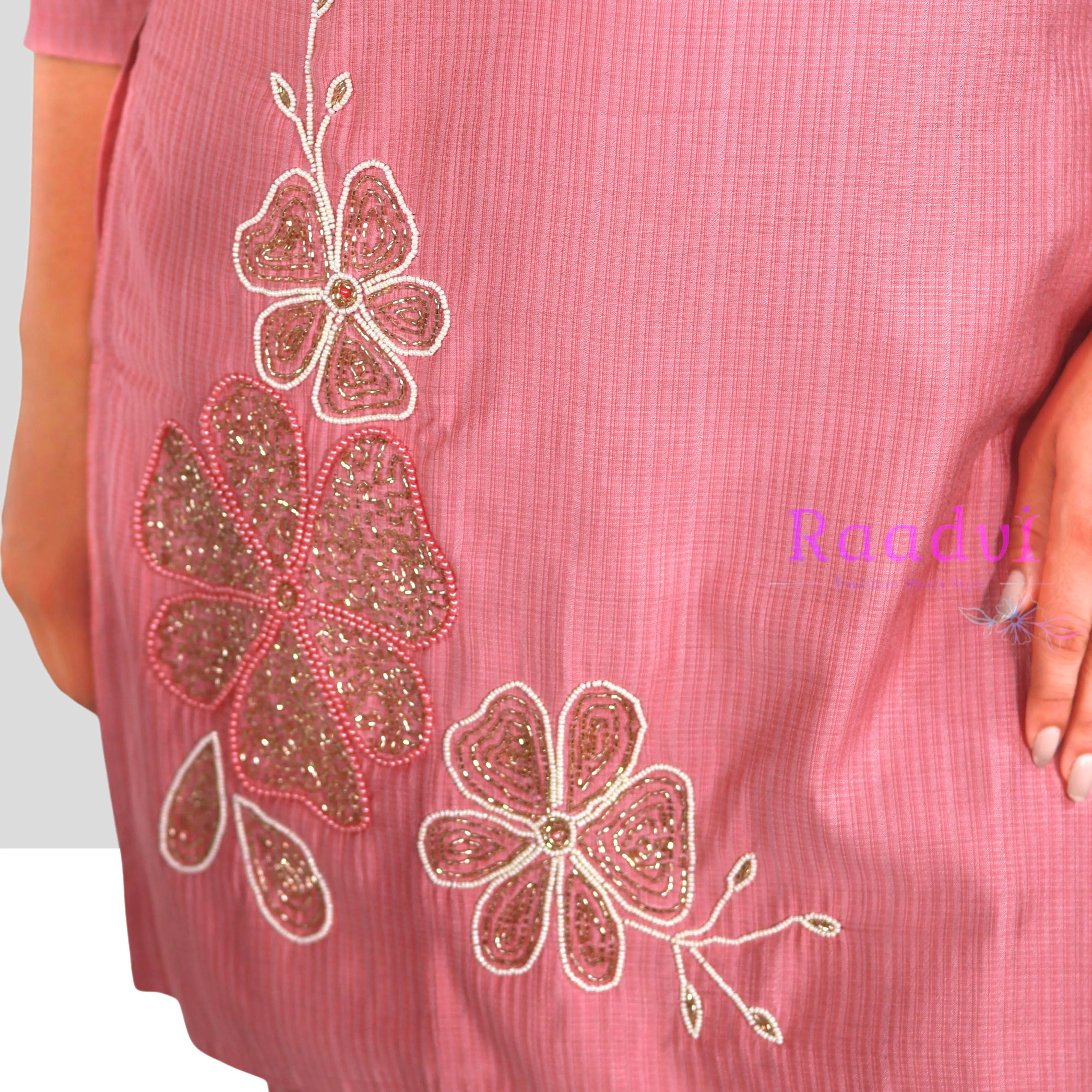 Peach Silk Cotton Kurta Set RAADVI