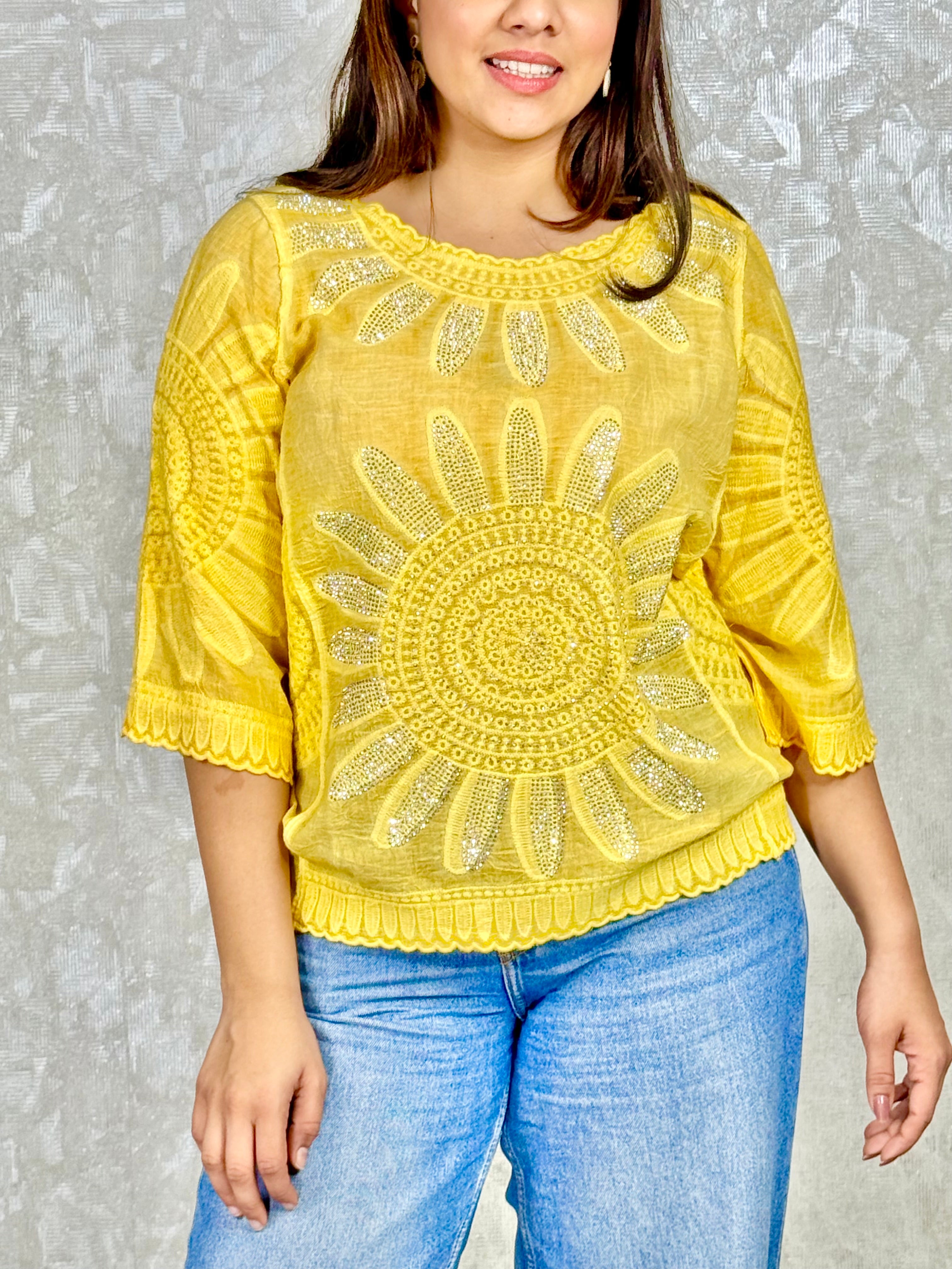 Yellow Embroidered Top RAADVI