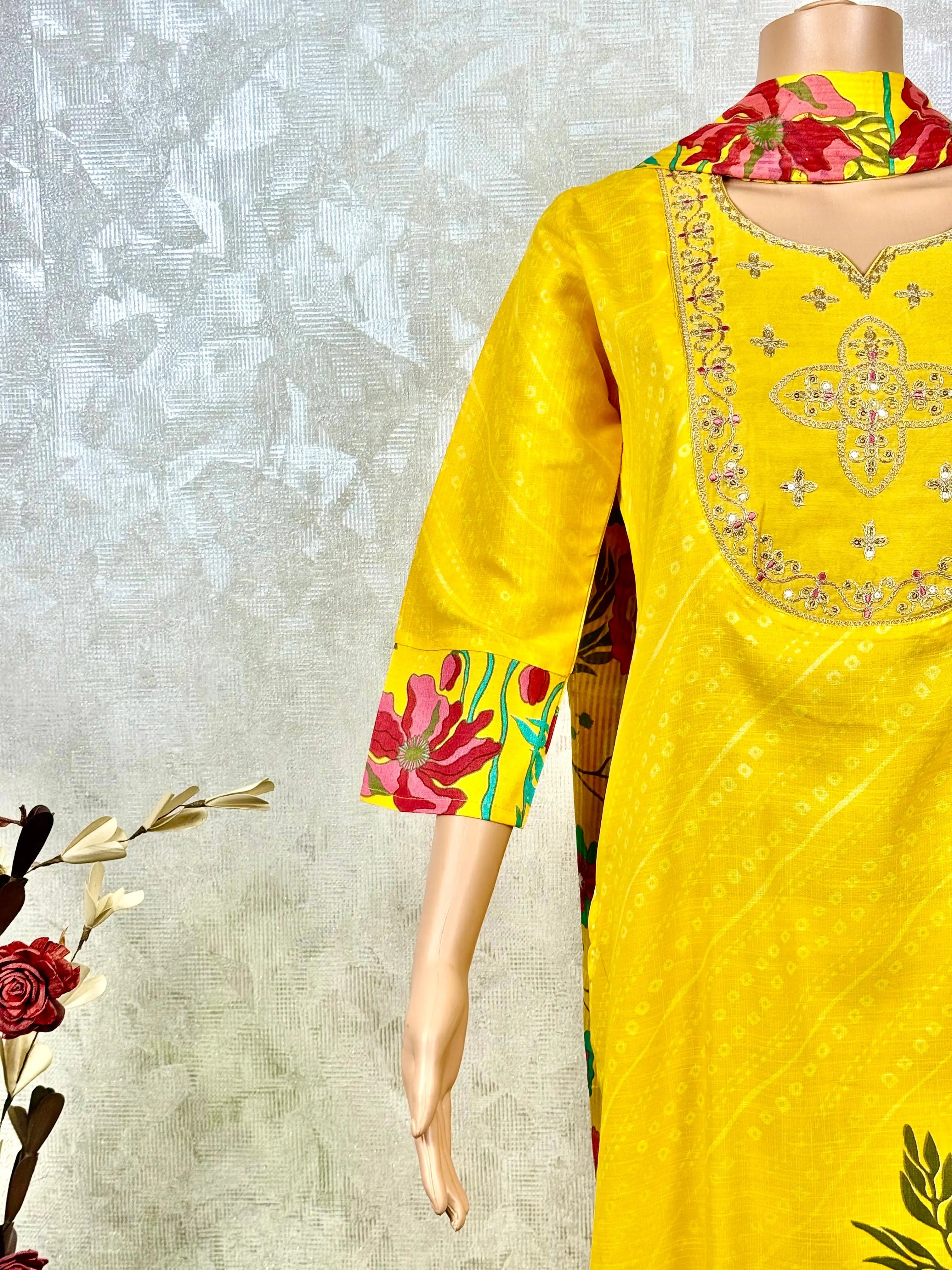 Floral Yellow Cotton Suit RAADVI