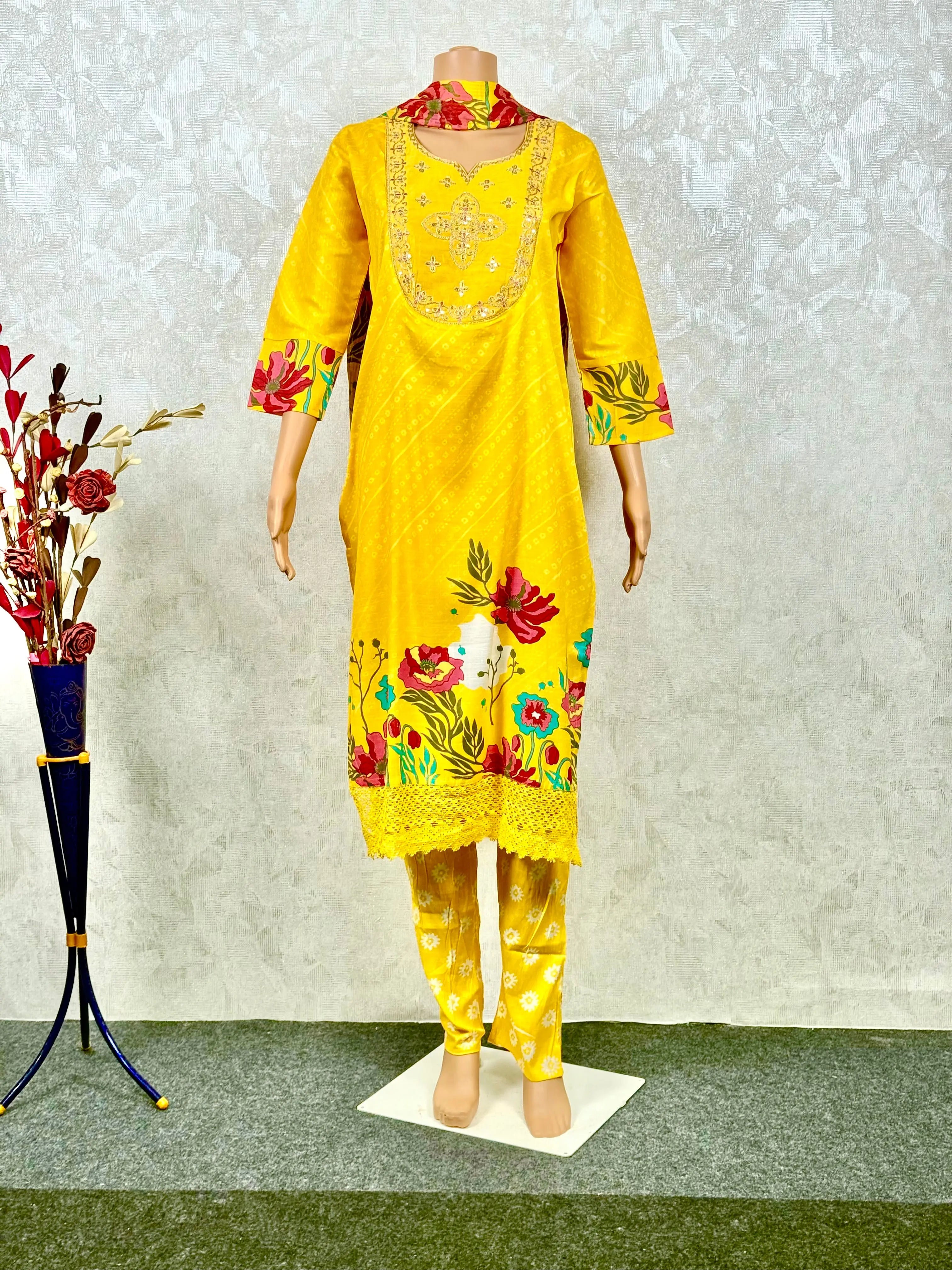 Floral Yellow Cotton Suit RAADVI