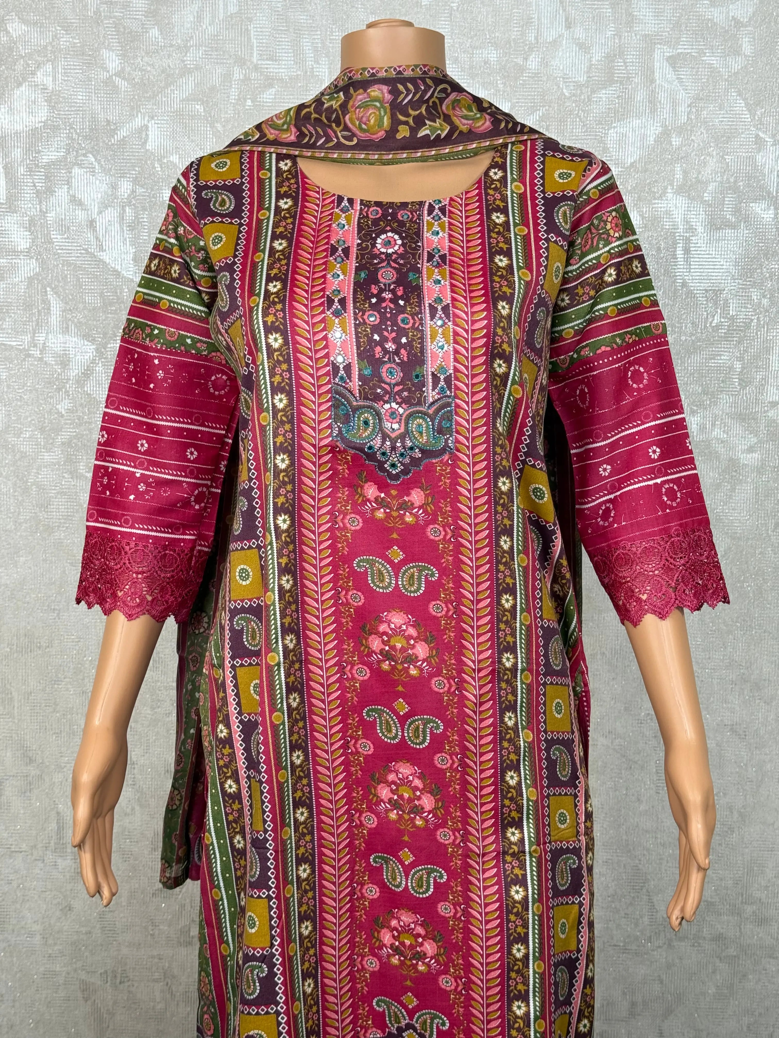 Floral Dark Pink Cotton Suit RAADVI