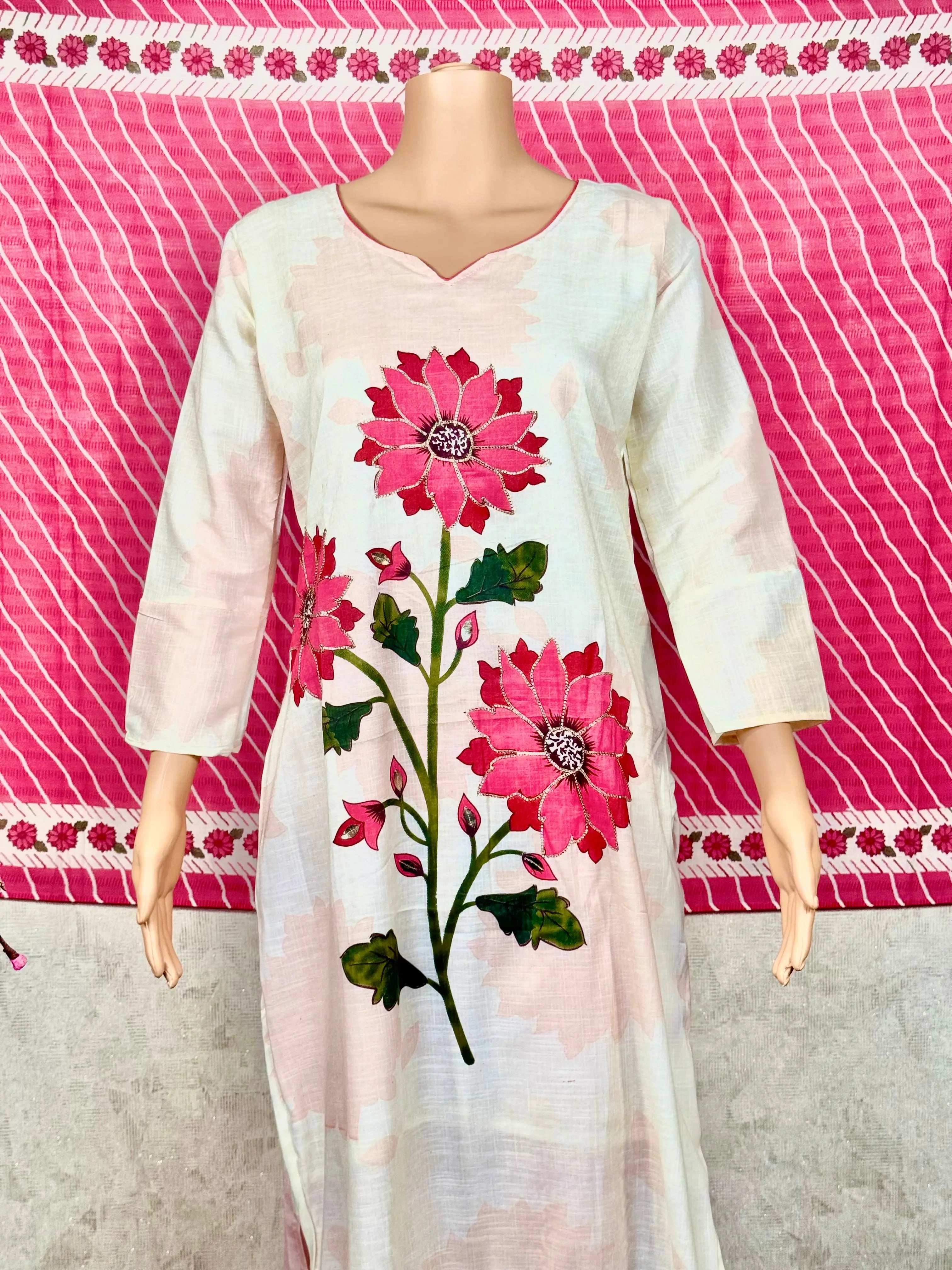 Floral White Cotton Suit RAADVI