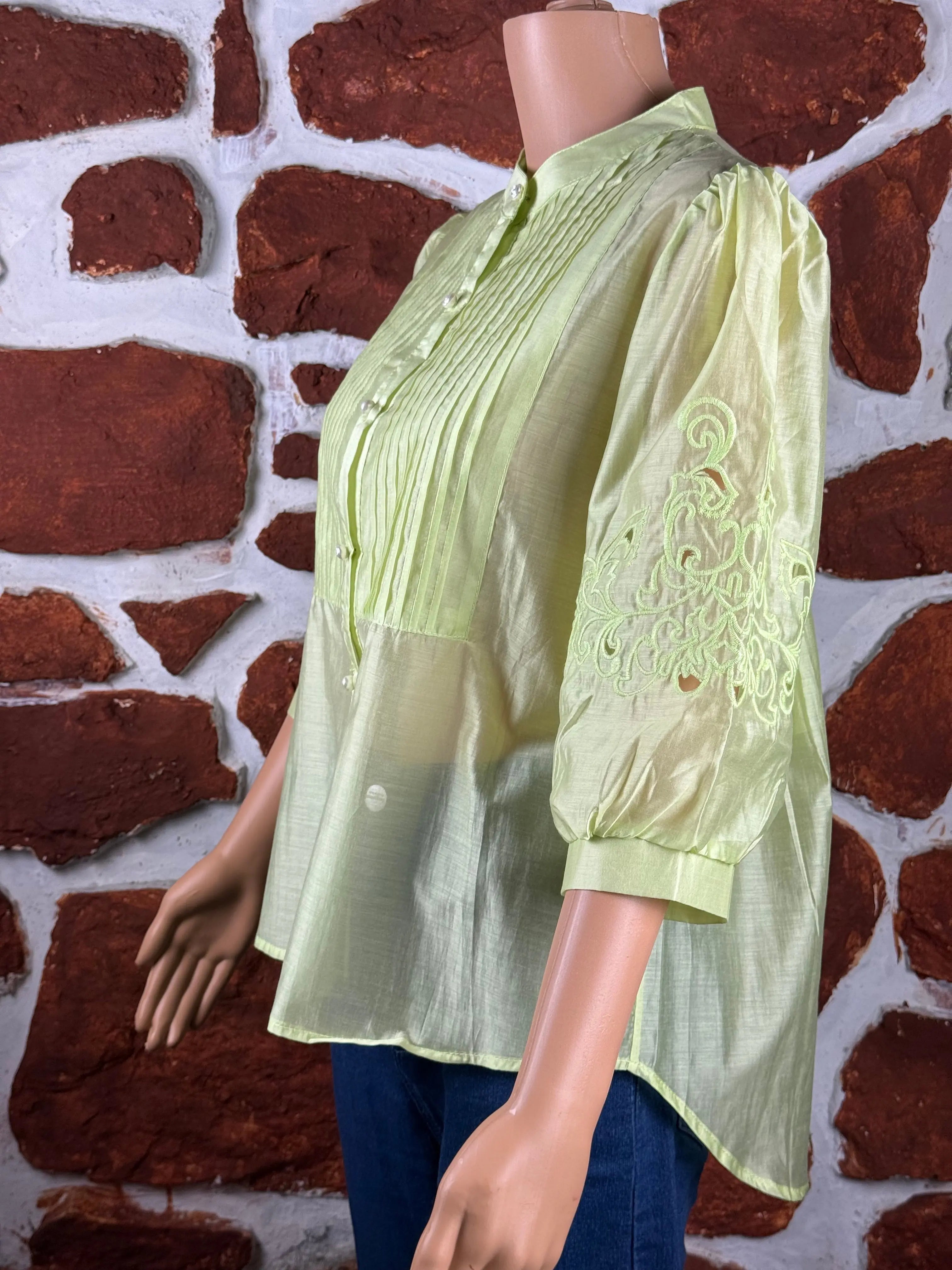 Yellow Crepe Sleeves Shirts RAADVI