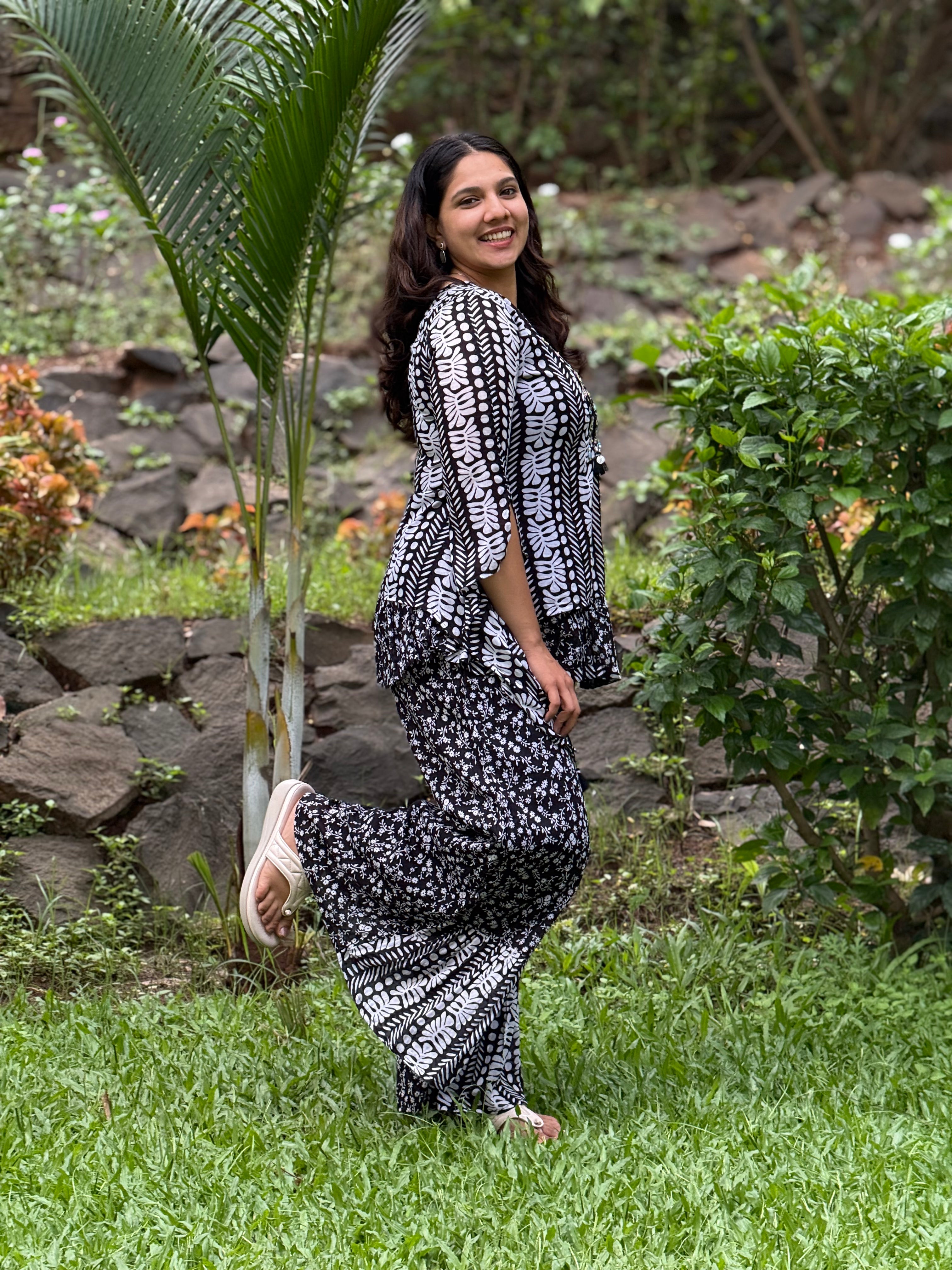 Printed Black 3 piece Cotton Co-Ord Set RAADVI