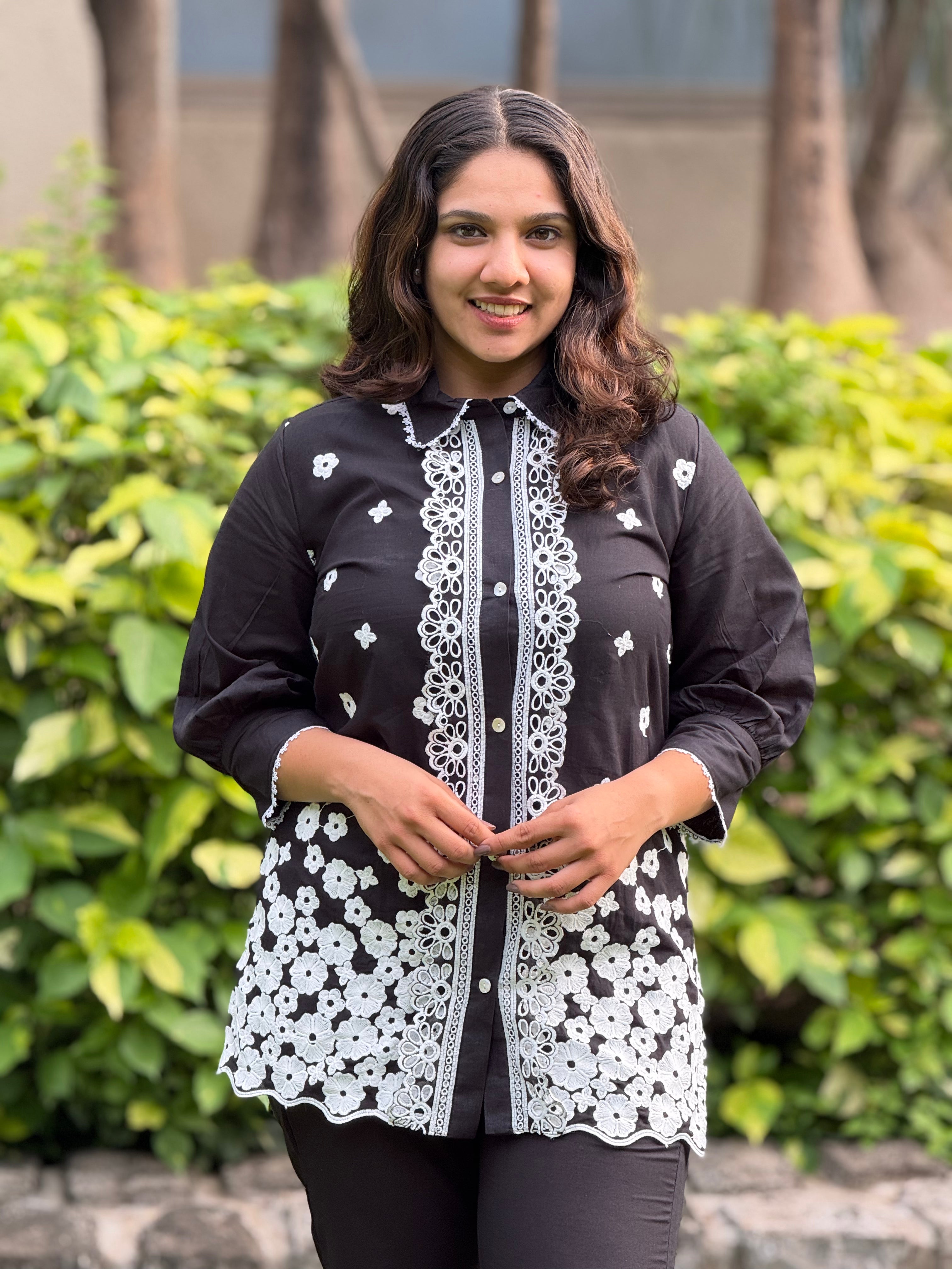 Embroidered Black Cotton Co-Ord Set RAADVI