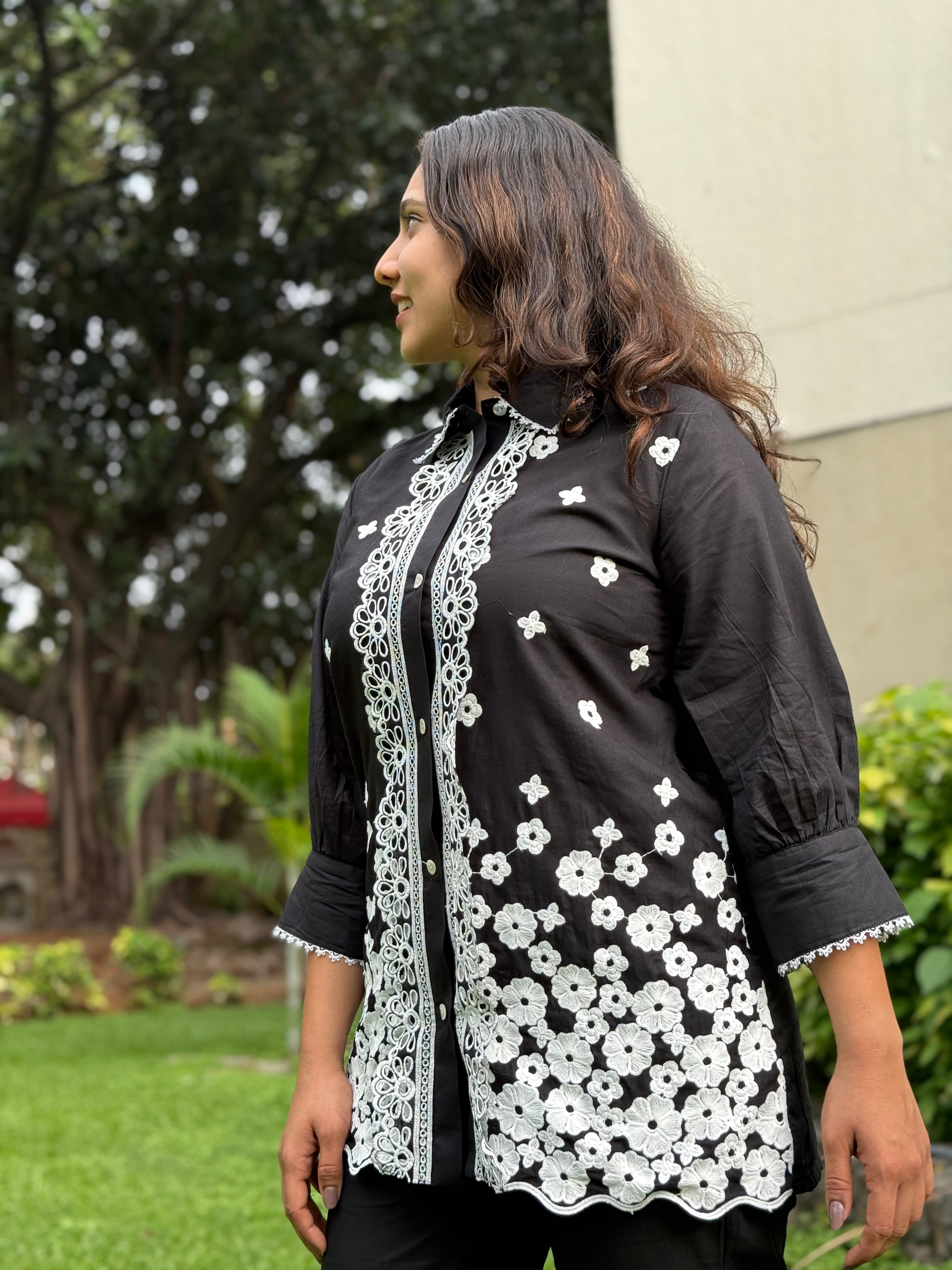 Embroidered Black Cotton Co-Ord Set RAADVI