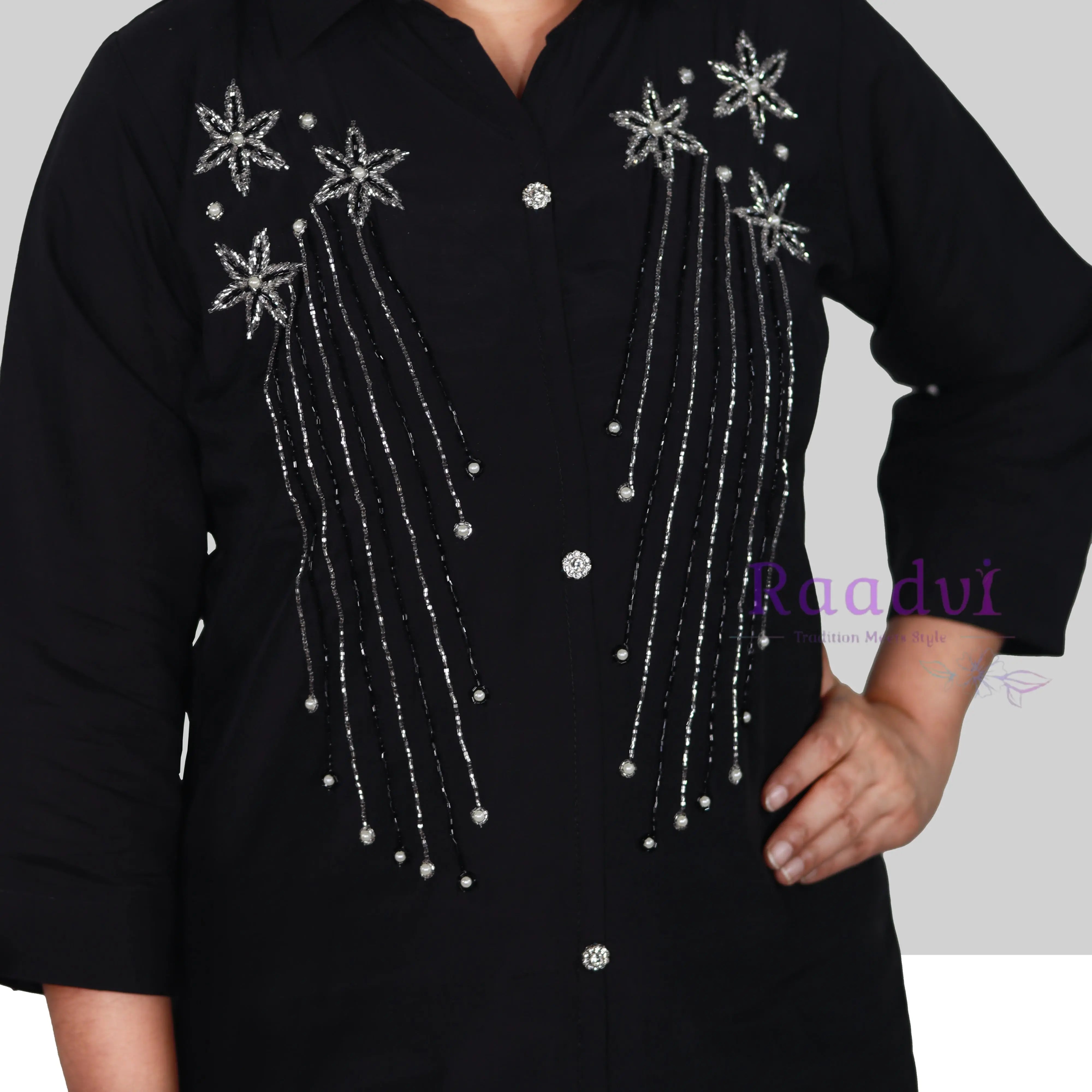 Black Roman Silk Co-ord Set RAADVI
