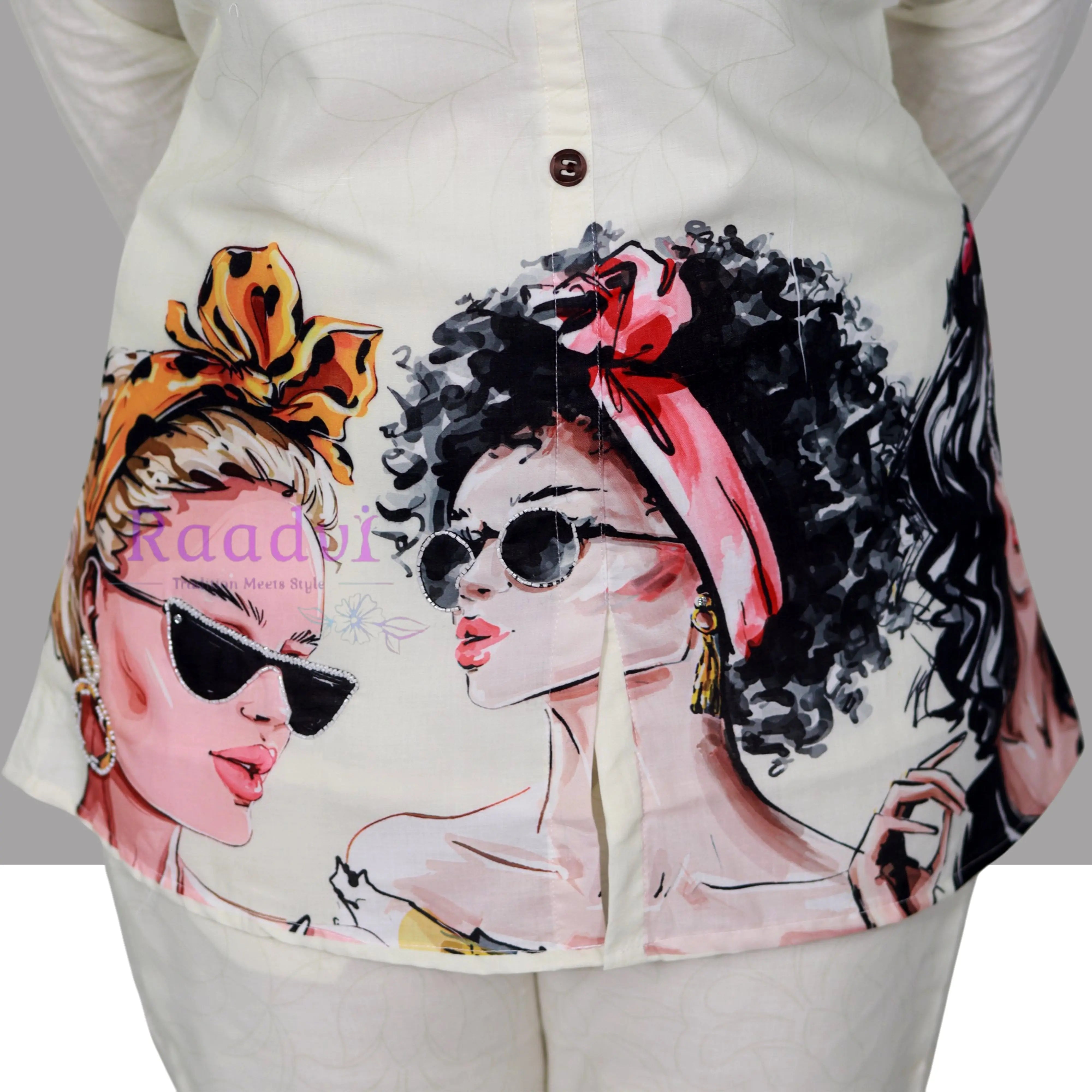 White Pure Cotton Printed Co-ord Set RAADVI