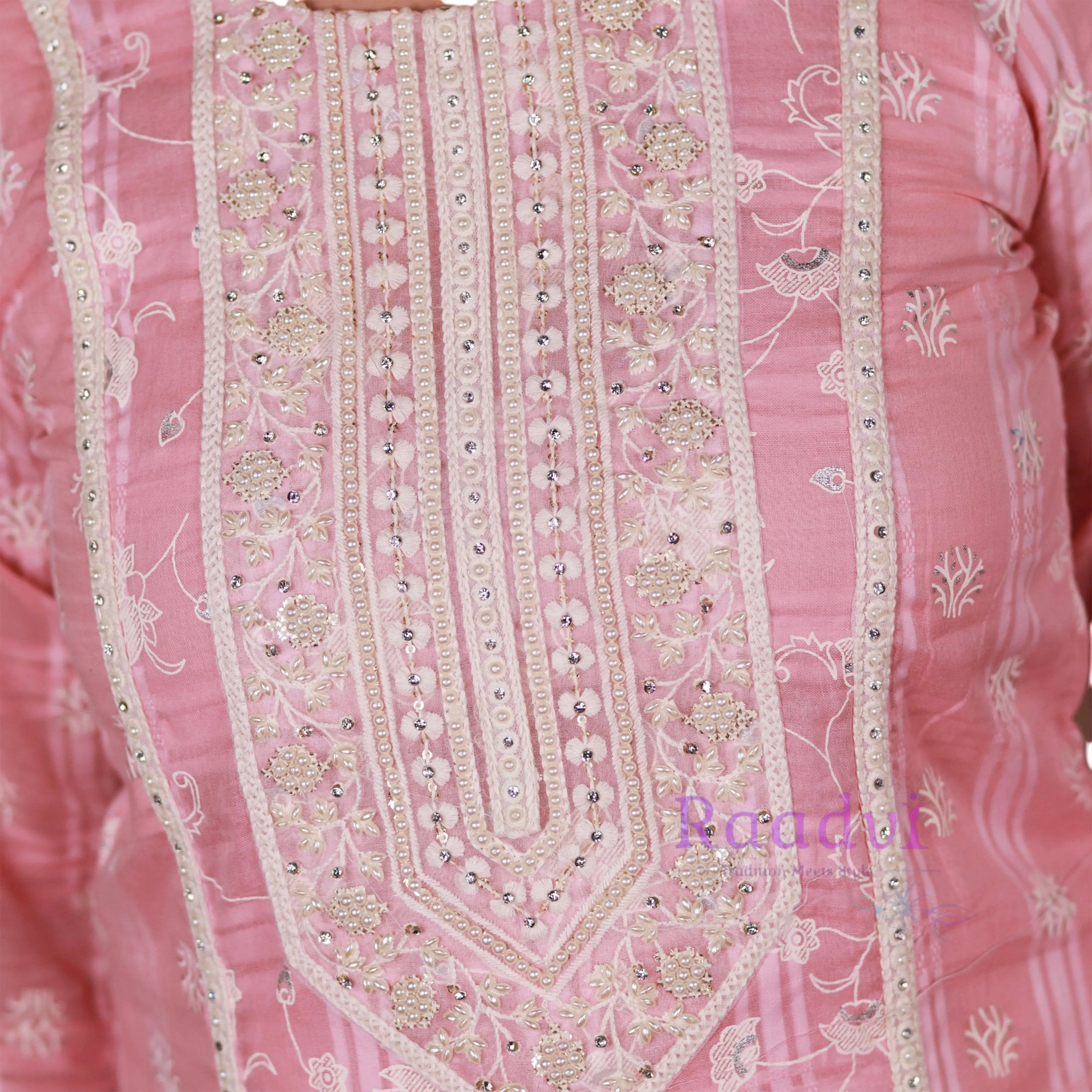 Embellished Pink Kurta Palazzo Set RAADVI