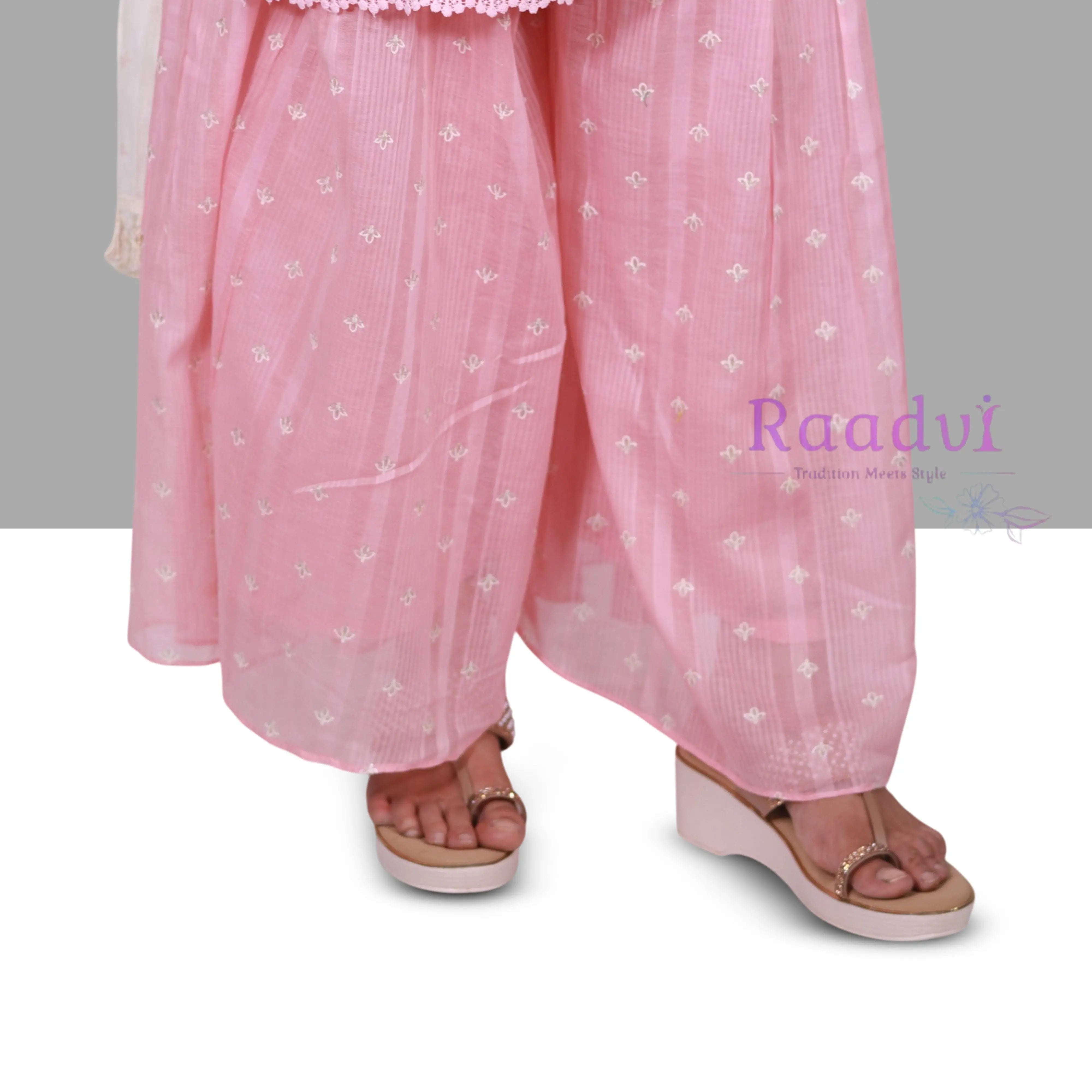 Embellished Pink Kurta Palazzo Set RAADVI