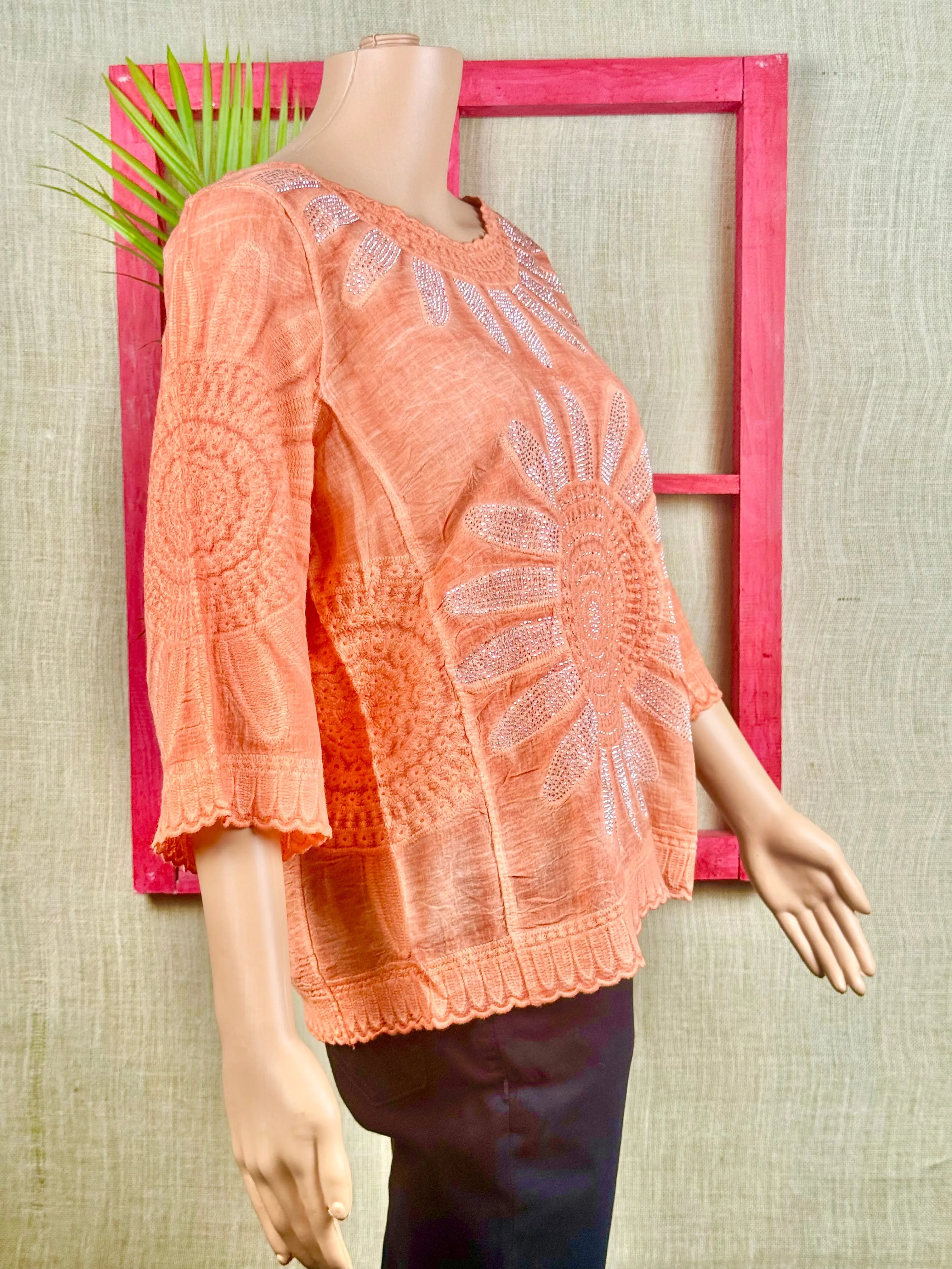 Embroidered Orange Top RAADVI