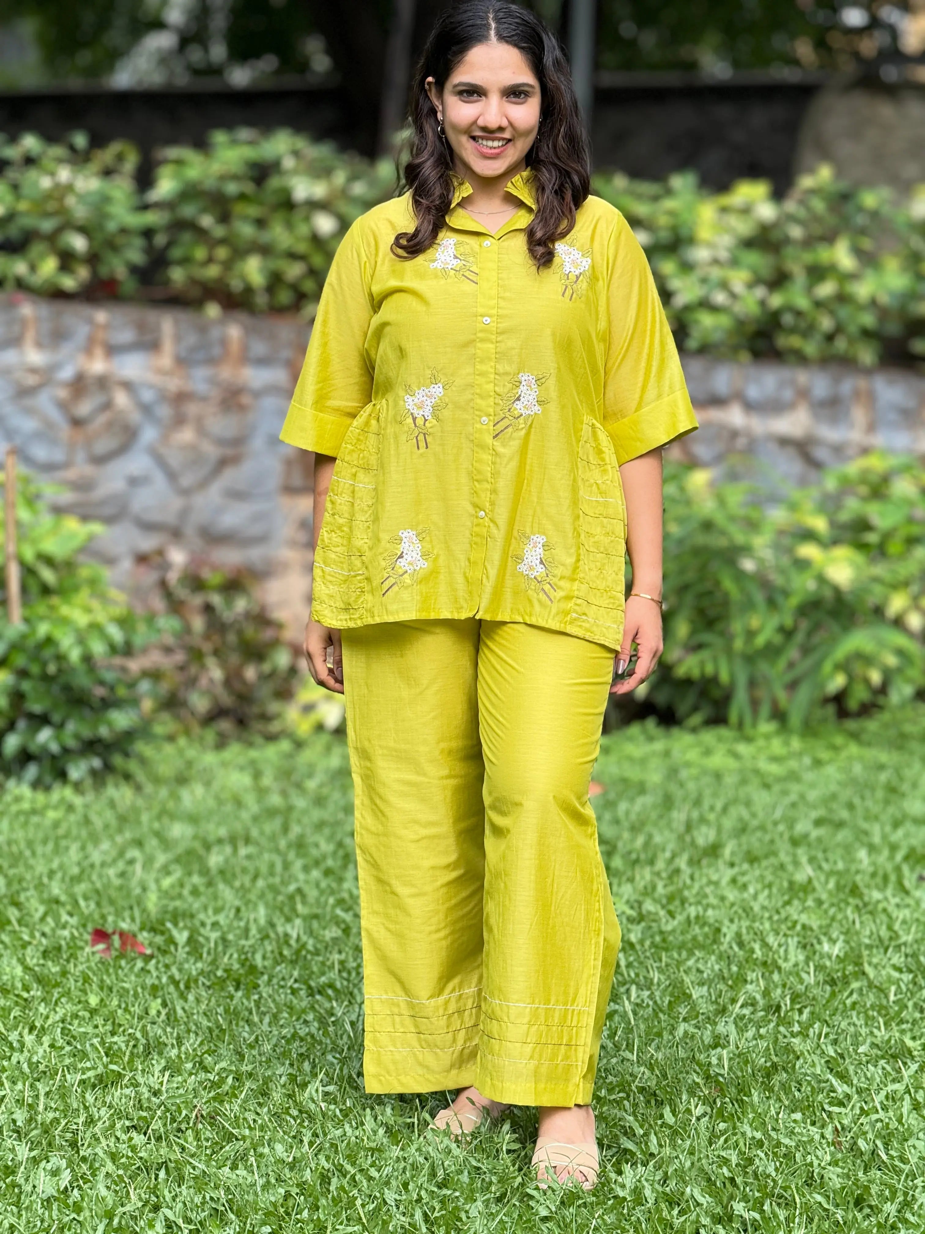 Embroidered Green Pure Cotton Co-Ord Set RAADVI