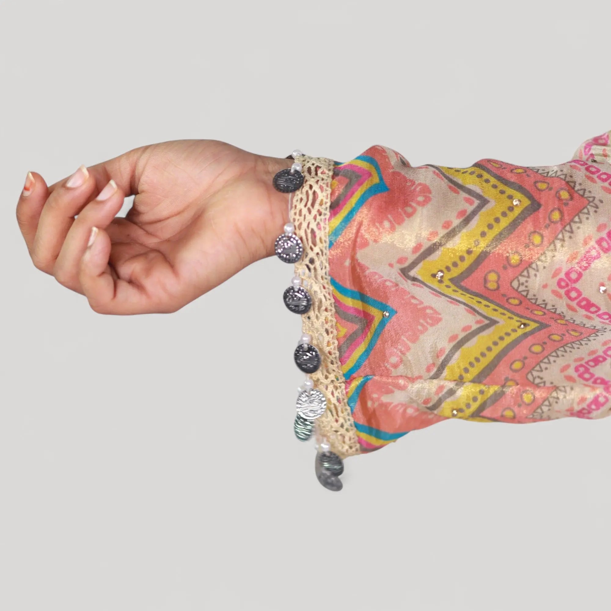Embellished Beige Kaftan Set RAADVI