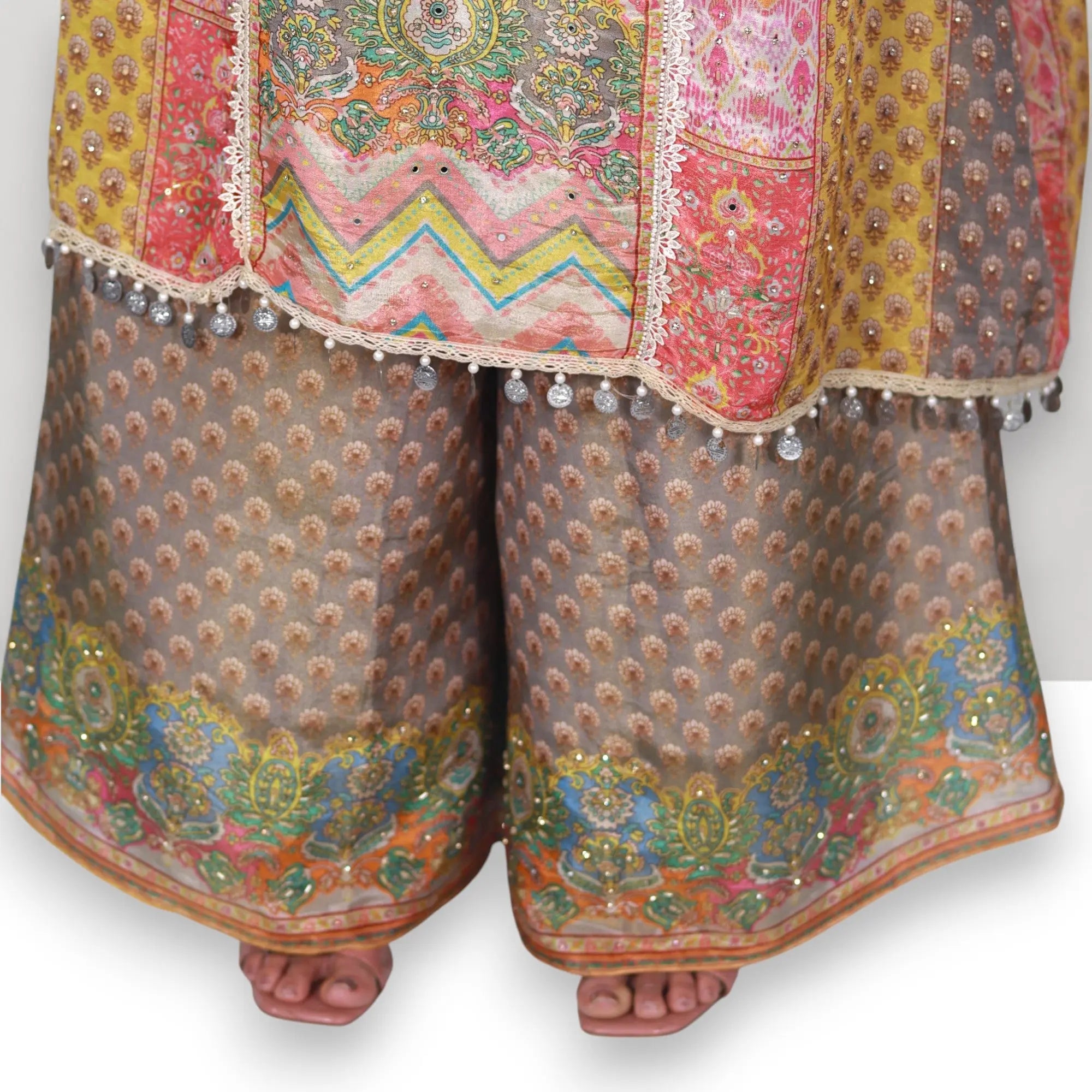 Embellished Beige Kaftan Set RAADVI