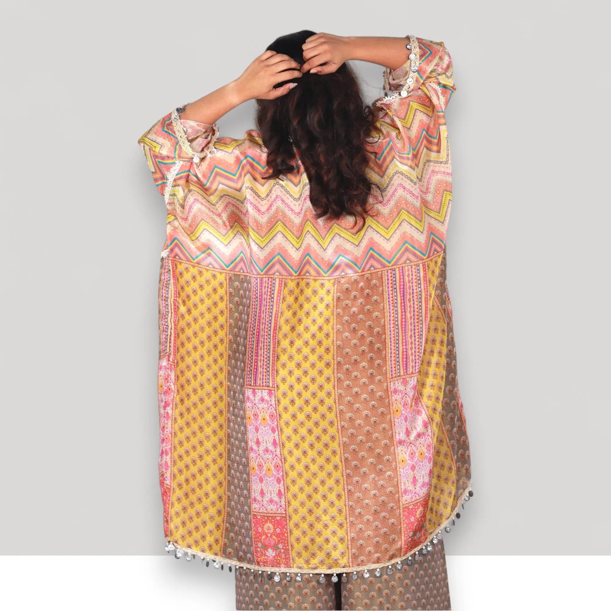 Embellished Beige Kaftan Set RAADVI