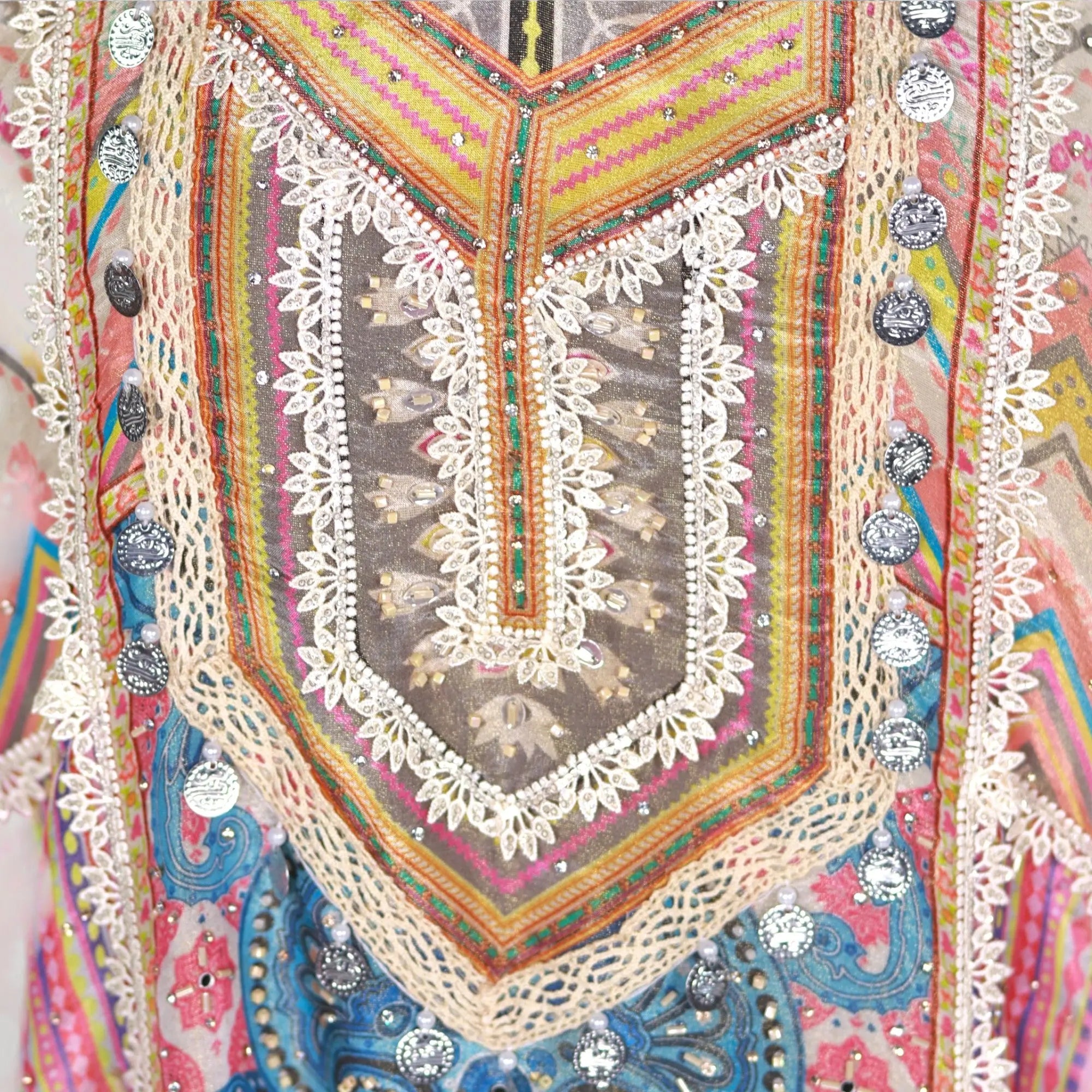 Embellished Beige Kaftan Set RAADVI