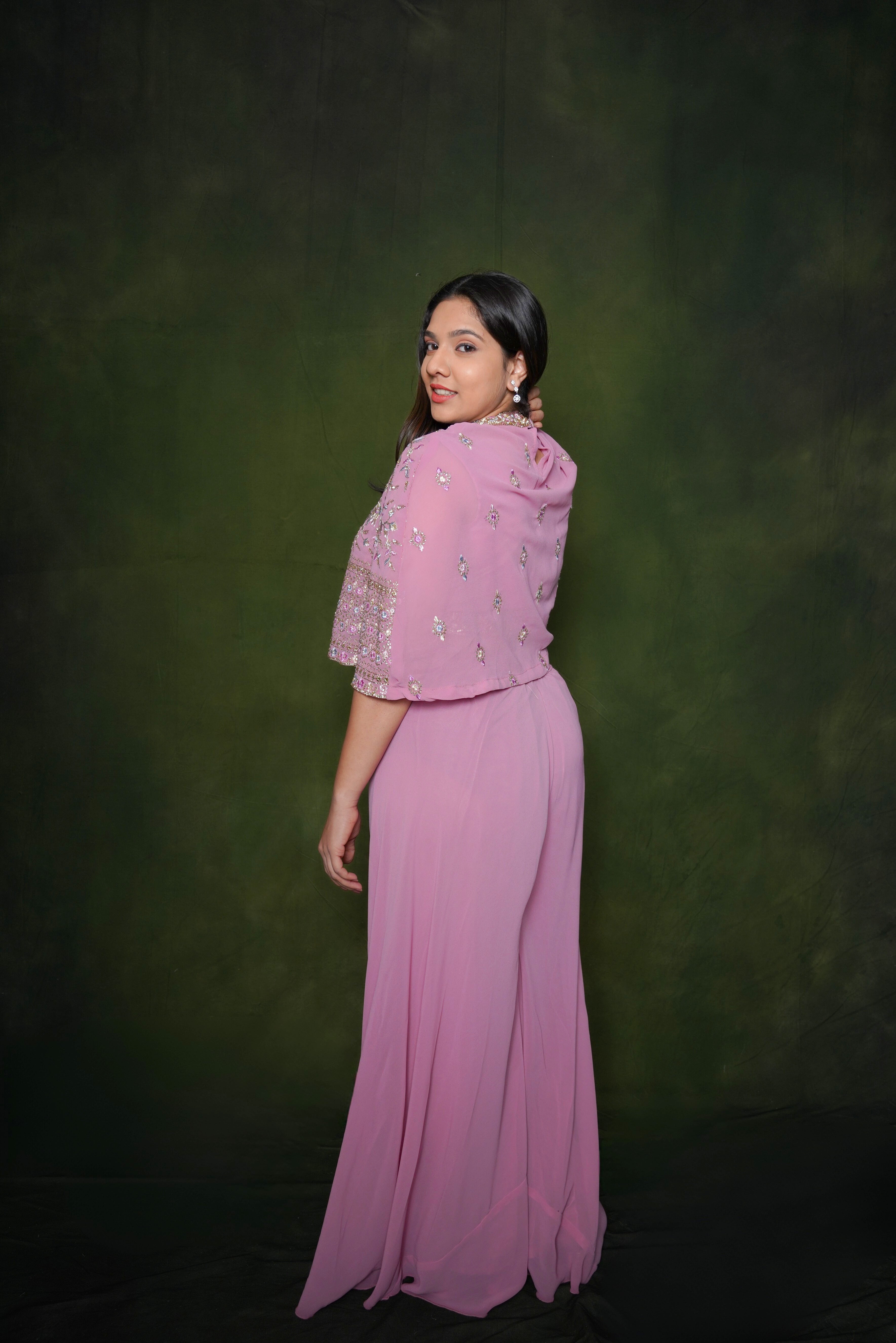 Embellished Lavender Crop Top Palazzo Set RAADVI