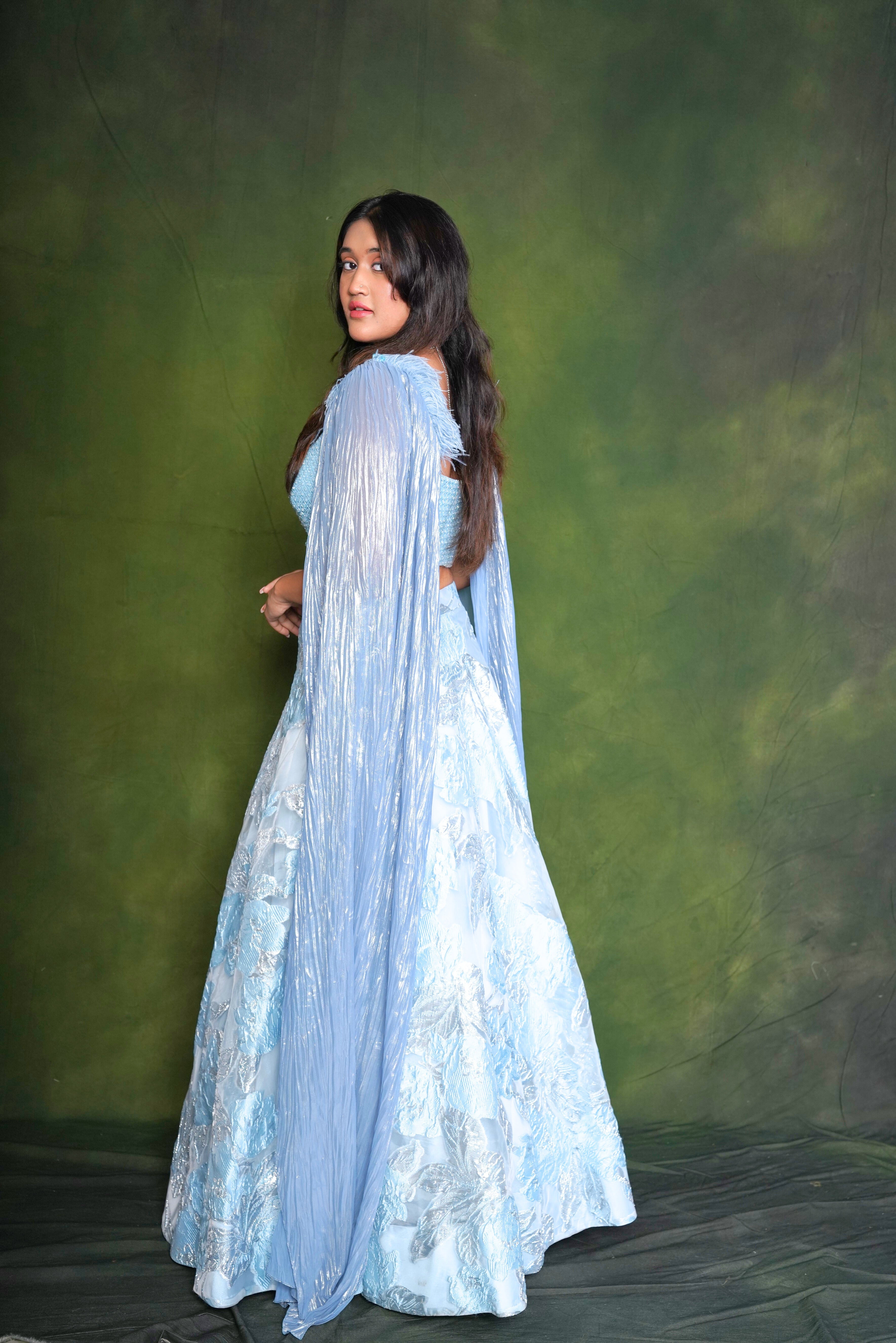 Embellished Sky Blue Lehenga RAADVI
