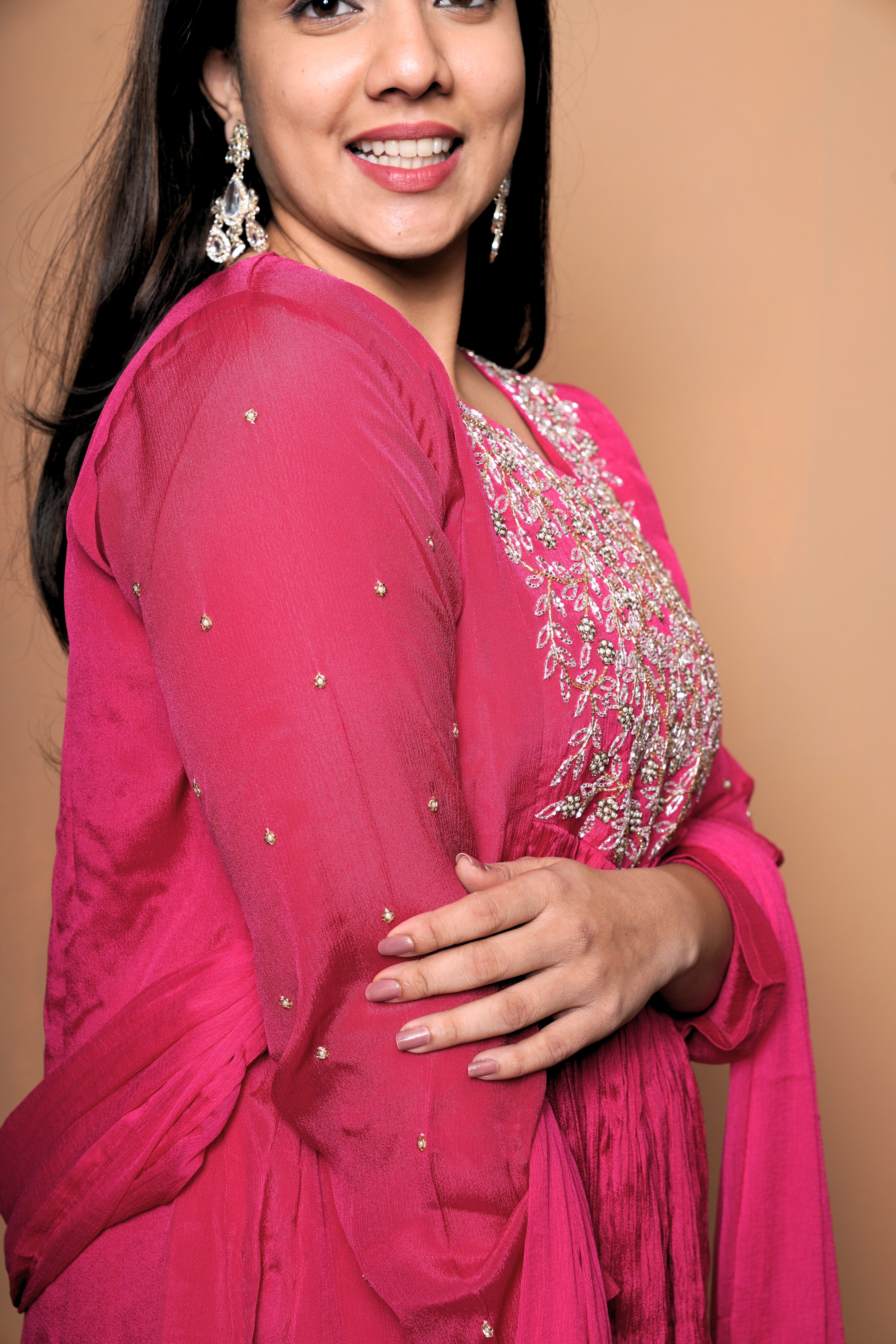Embellished Pure Georgette Pink Suit RAADVI