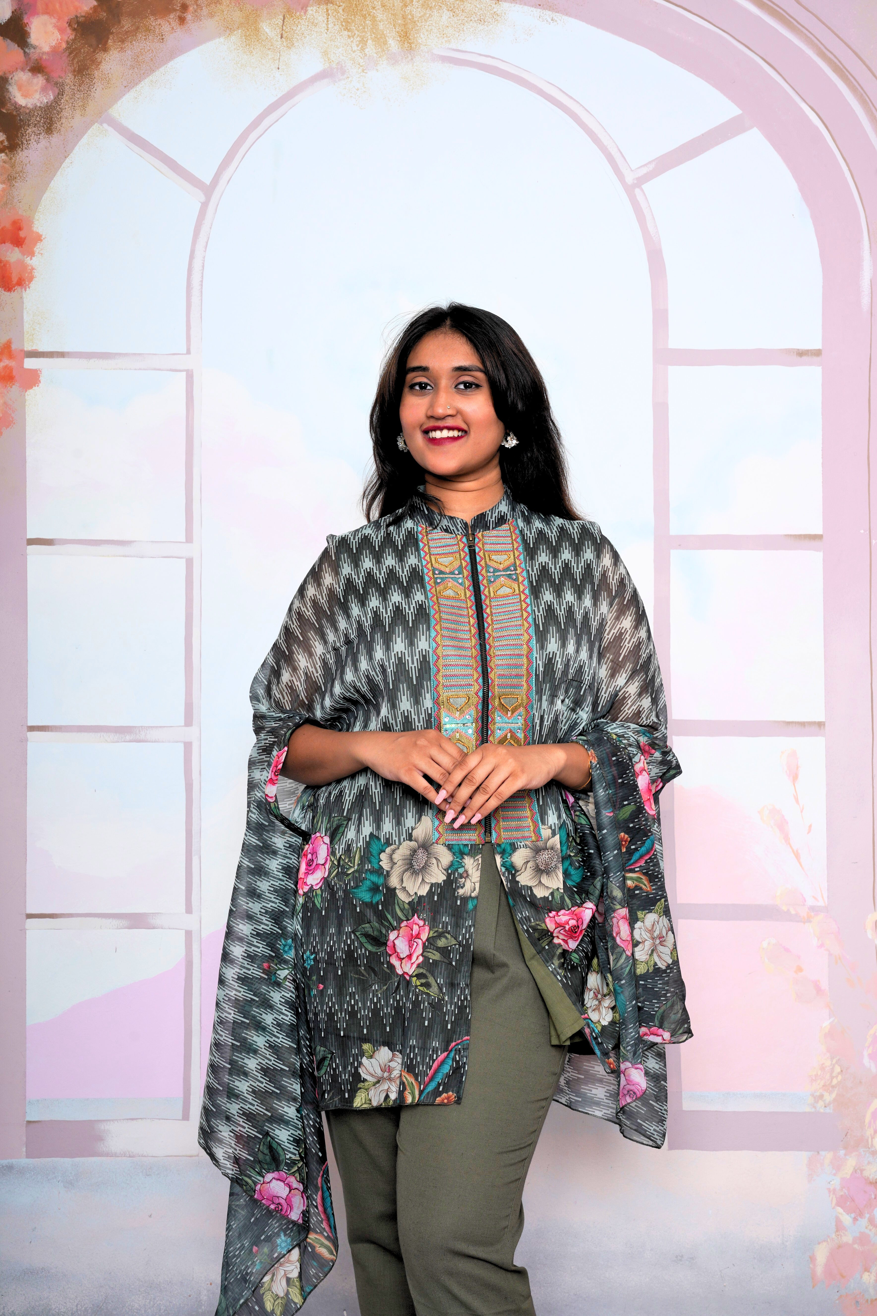 Luxury Pure Georgette Cape Co-ord Set RAADVI