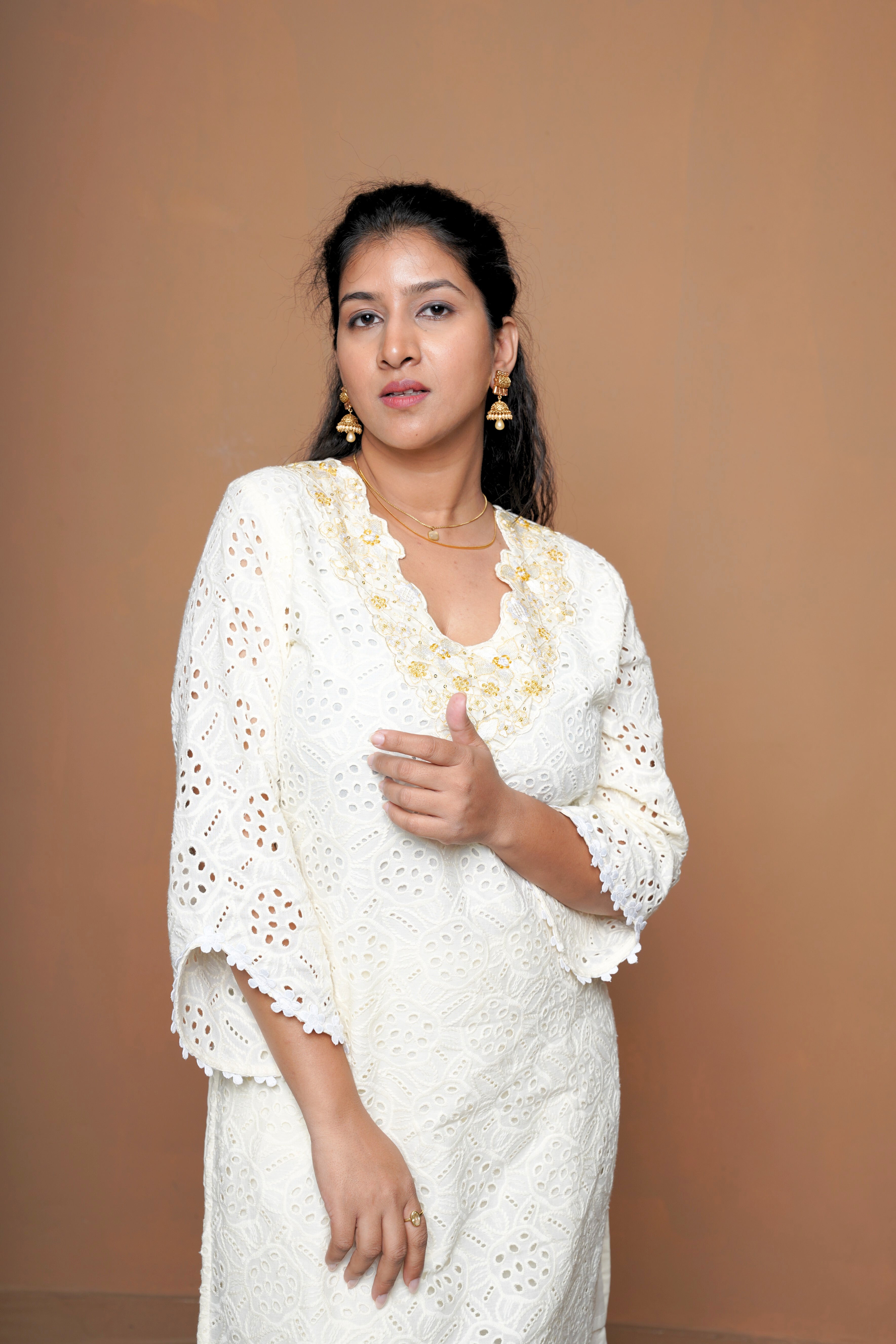 Ivory Schiffli Pure Cotton Co-Ord Set RAADVI