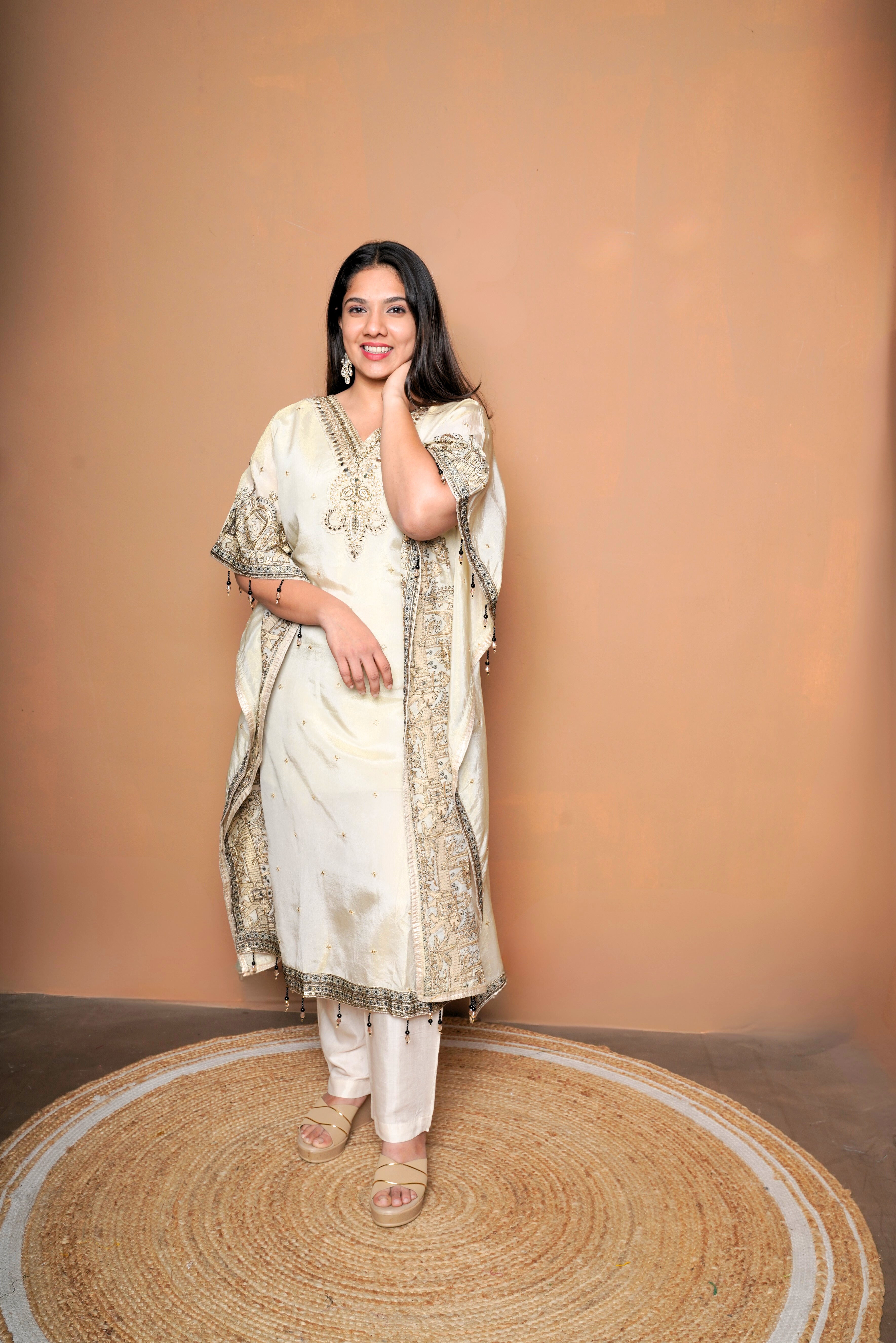 Premium Silk Cream Kaftan Suit RAADVI