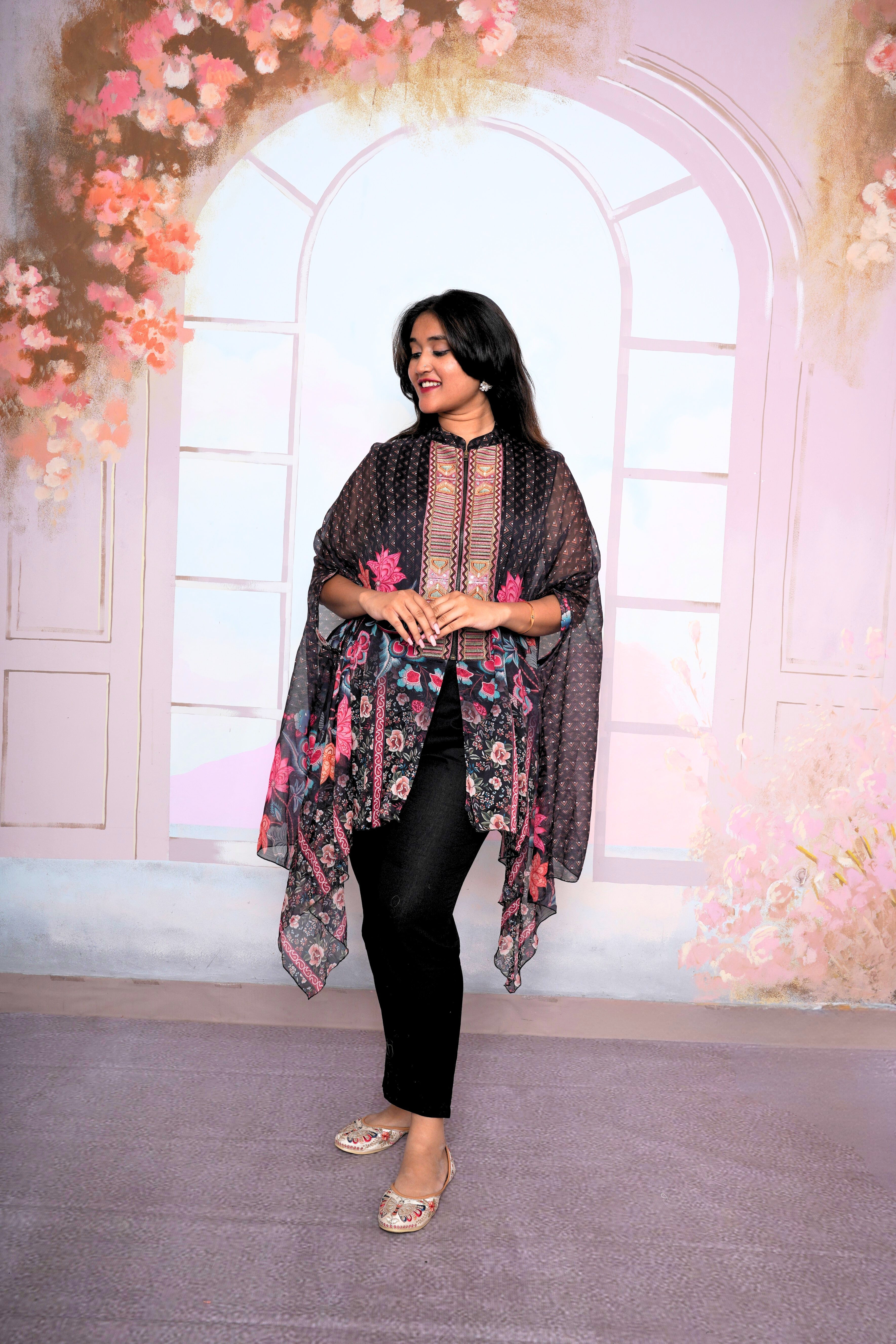Luxury Pure Georgette Cape Co-ord Set RAADVI