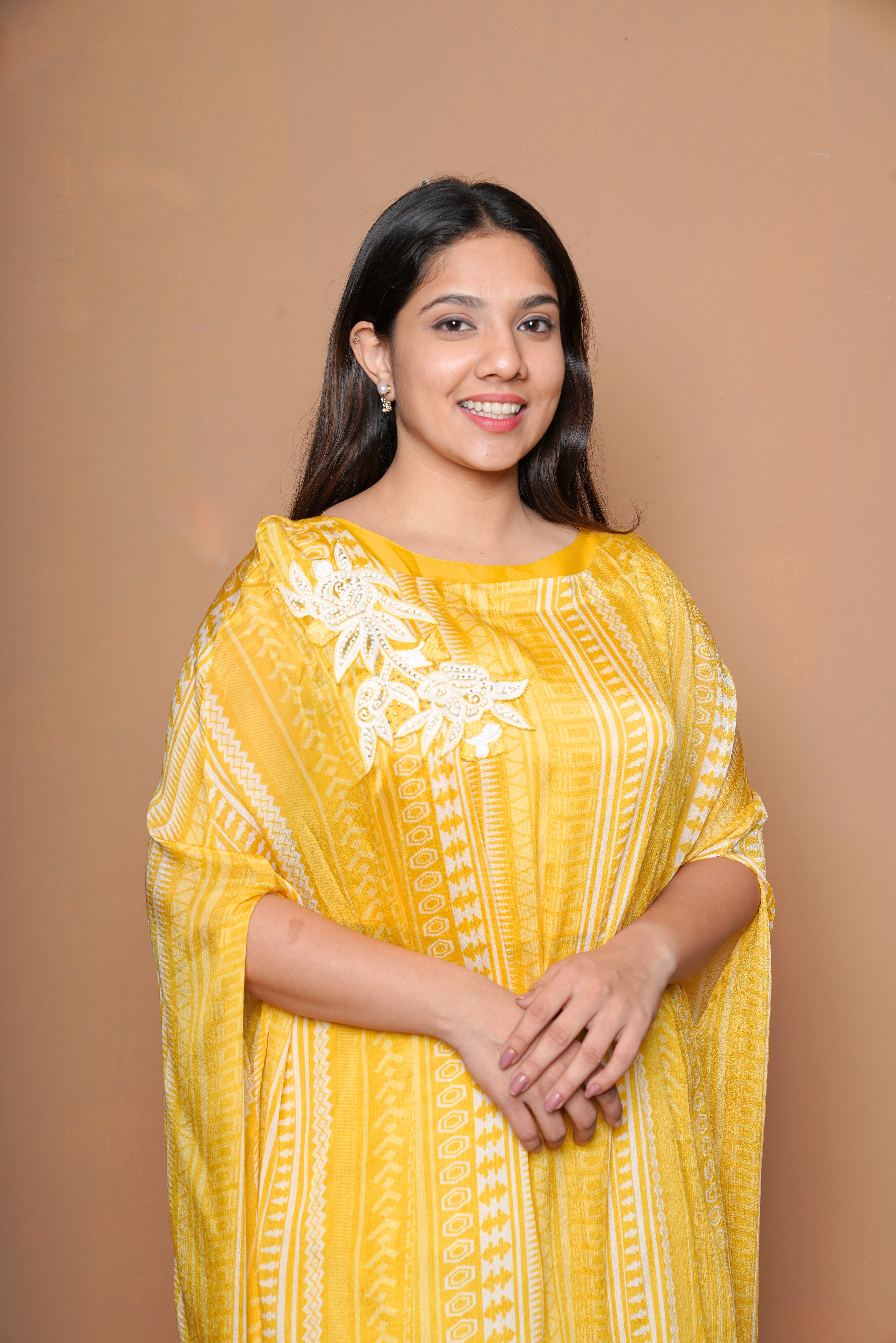 Pure Chinnon Embroidered Kaftan Set RAADVI